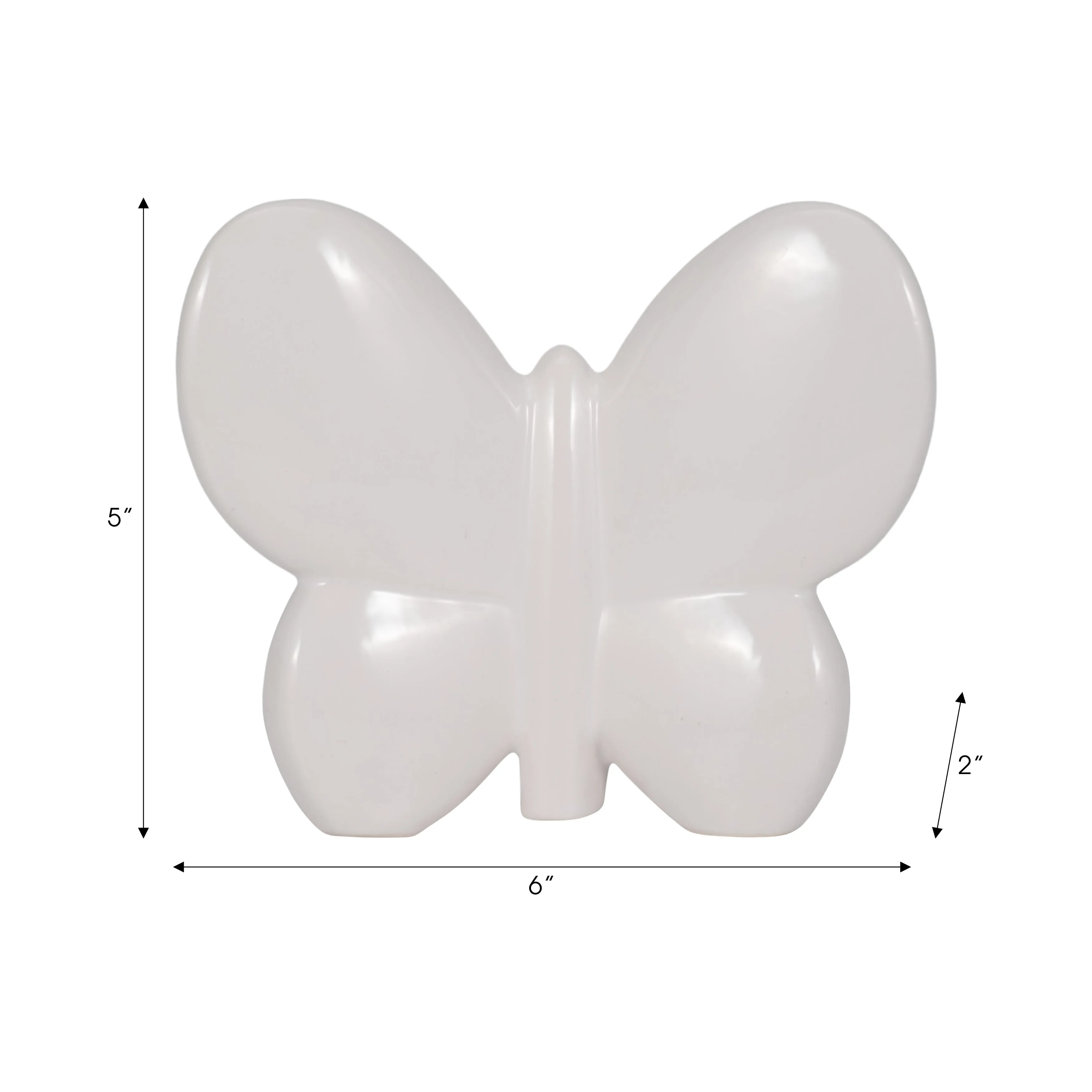 Cer, 6" Balloon Butterfly, White