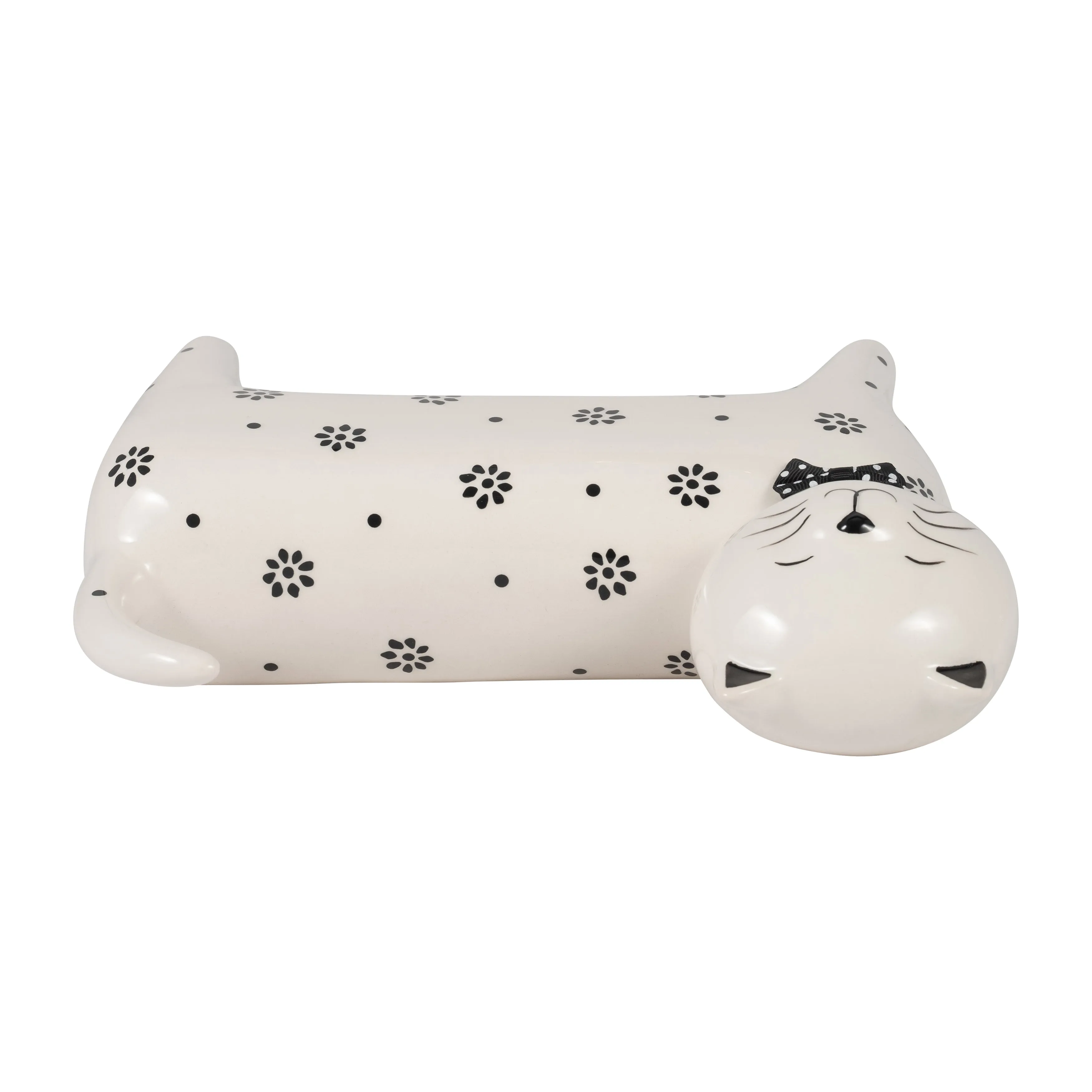 Cer, 8" Daisies Cat, White