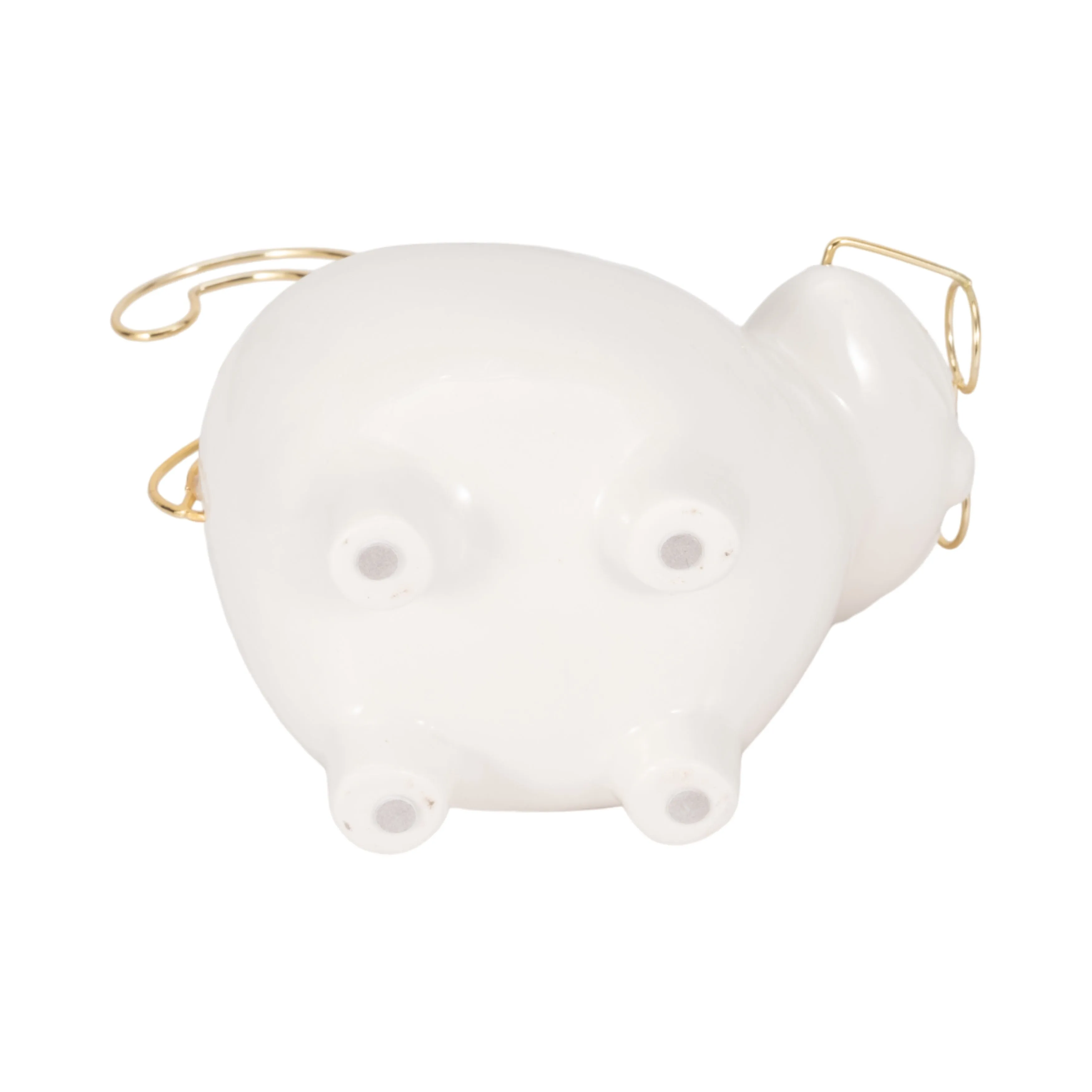 CER, 9" KITTY TRINKET DISH, WHITE/GOLD