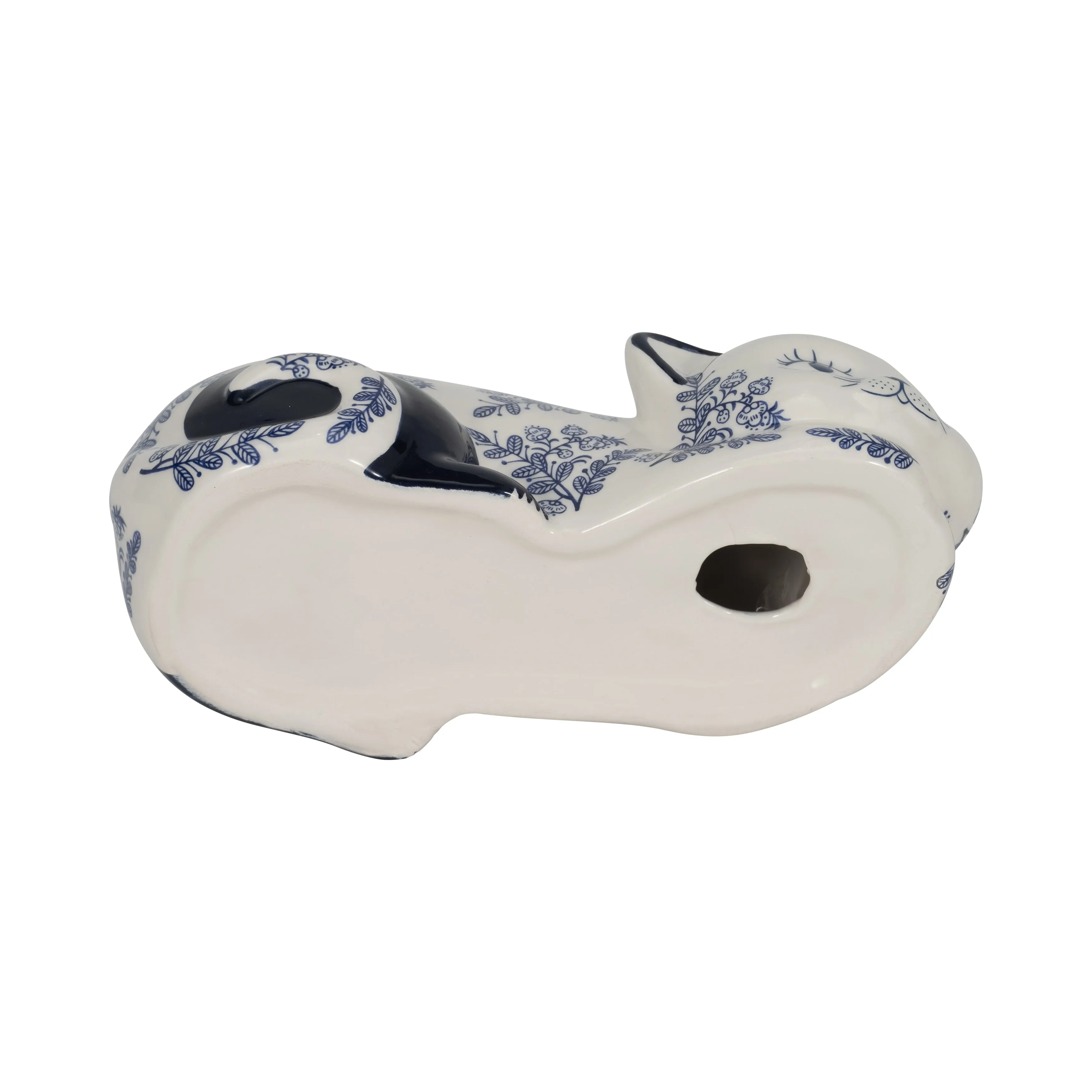 CER, 9" SLEEPING CHINOISERIE CAT, BLUE/WHITE