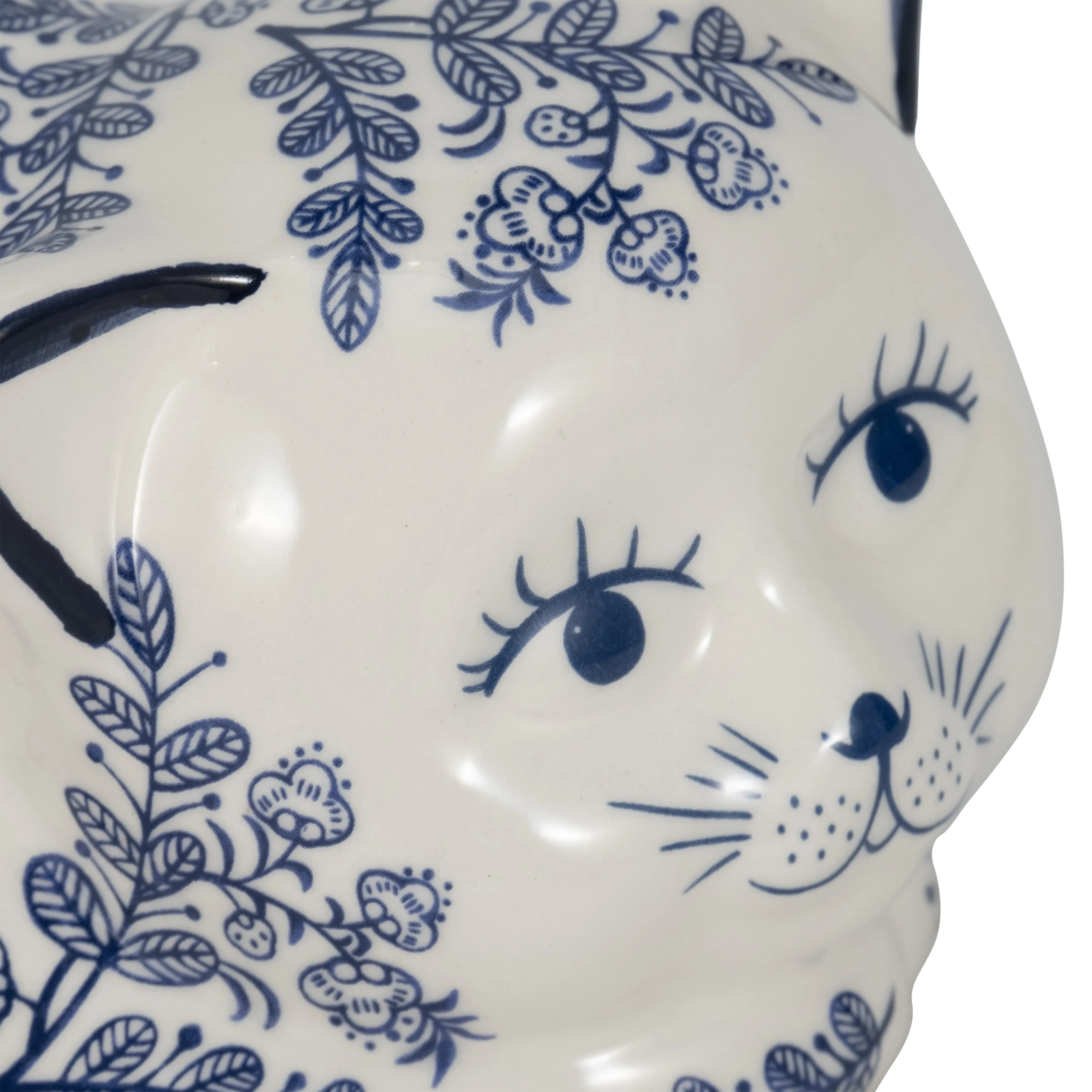 CER, 9" SLEEPING CHINOISERIE CAT, BLUE/WHITE