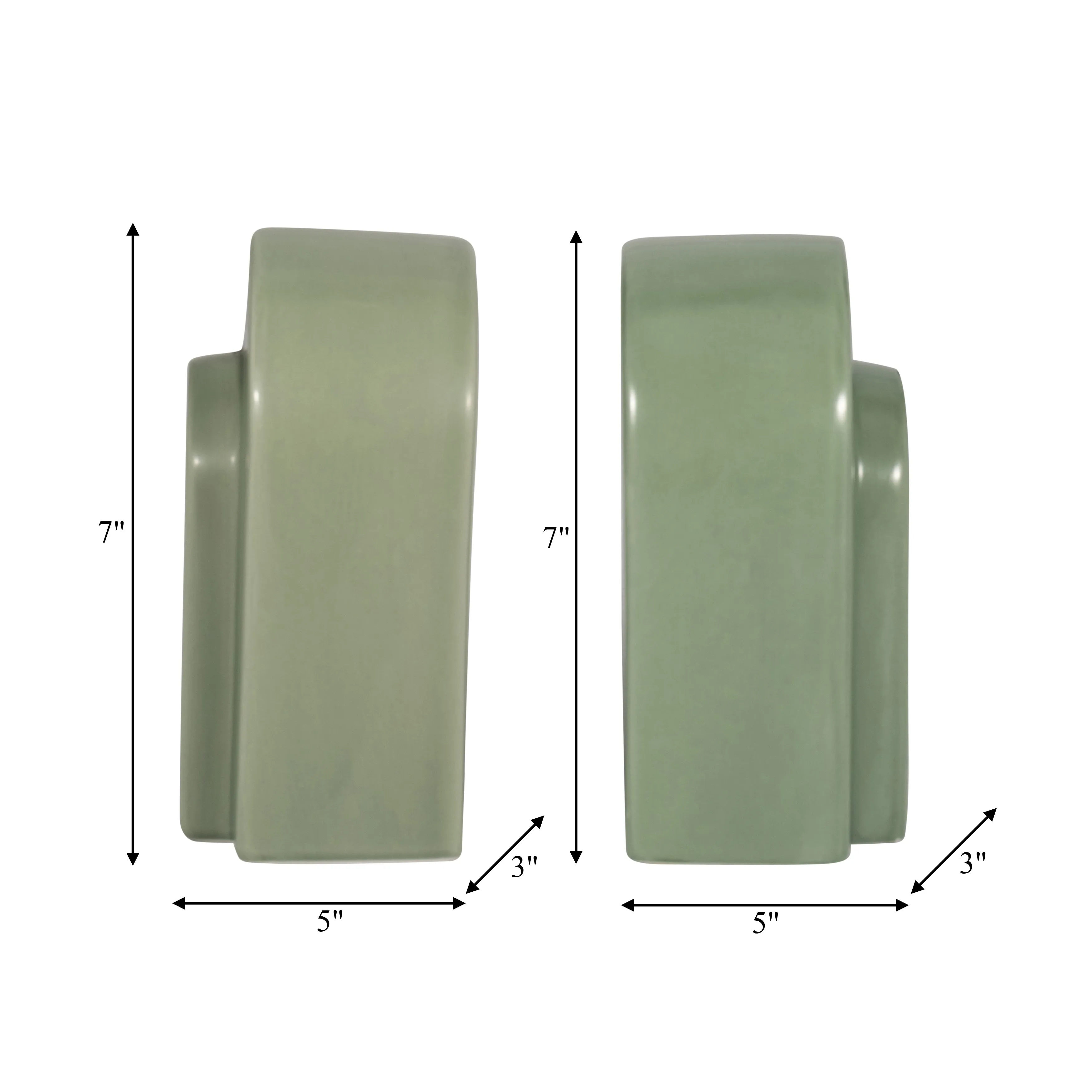 CER, S/2 7" ARCH BOOKENDS, DARK SAGE