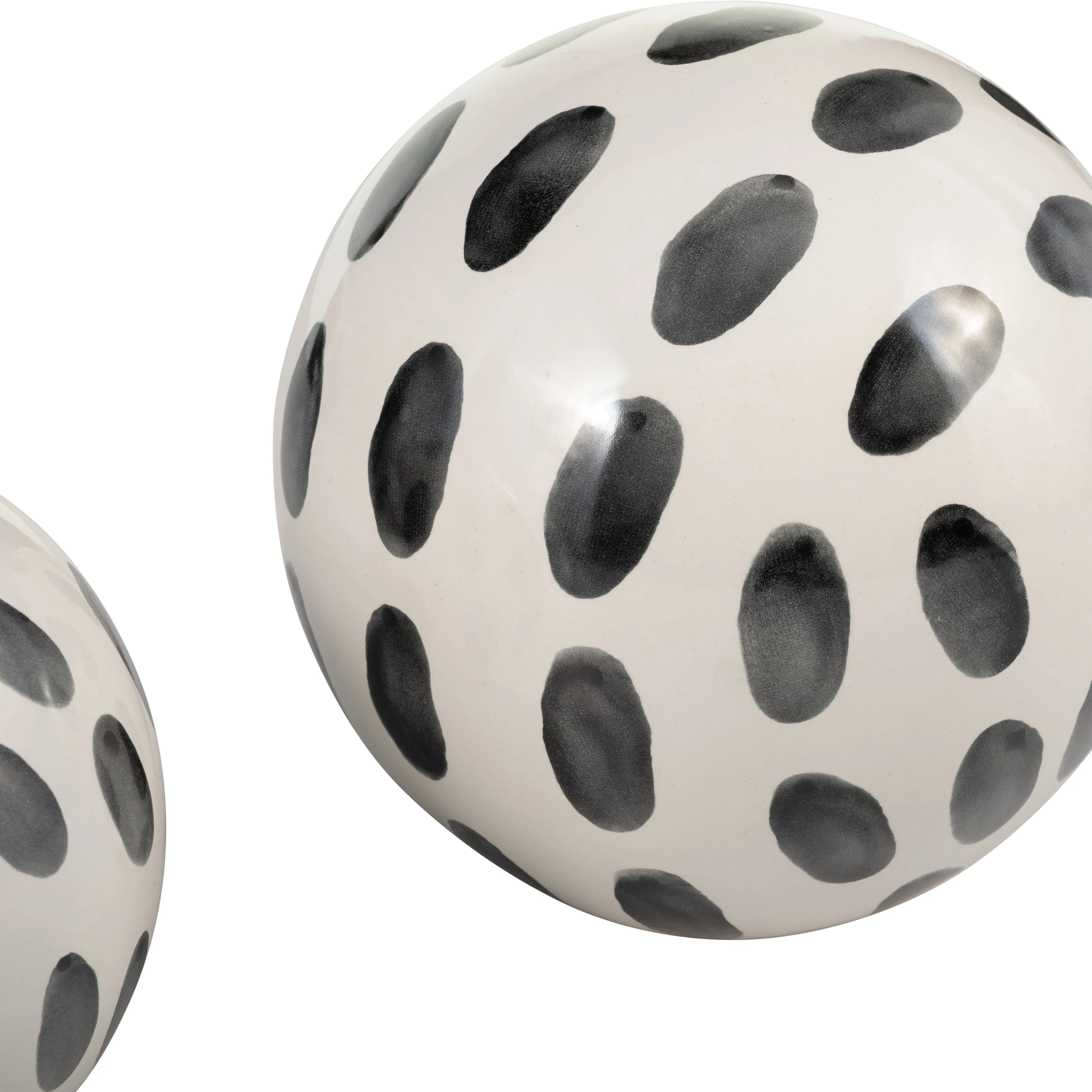CER, S/3 4/5/6" SPOTTED ORBS, BLK/WHT