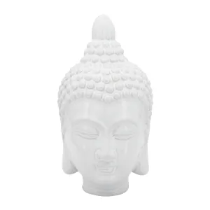 CERAMIC 10" BUDDHA HEAD, WHITE