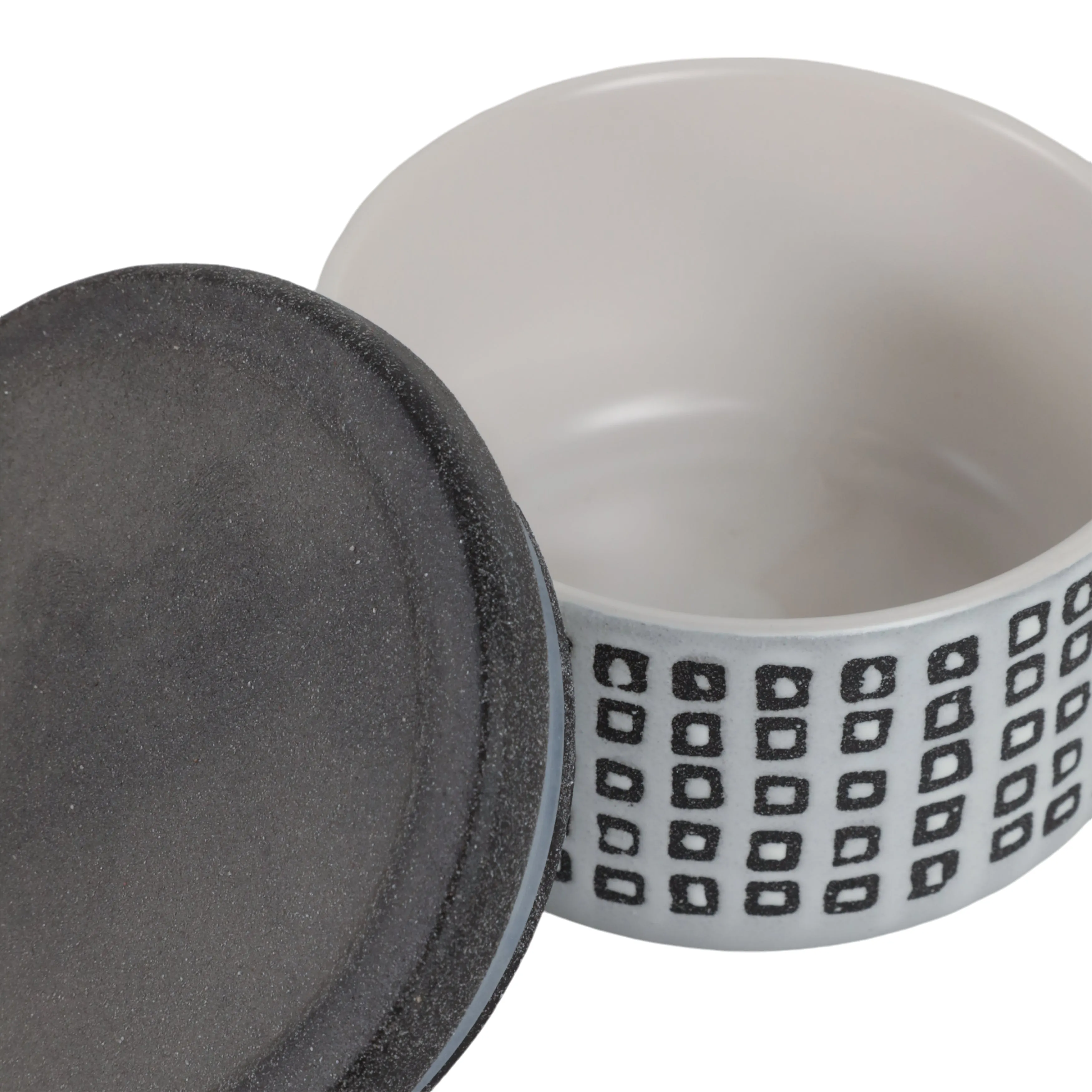 Ceramic 5"  Covered Dotted Jar, Black