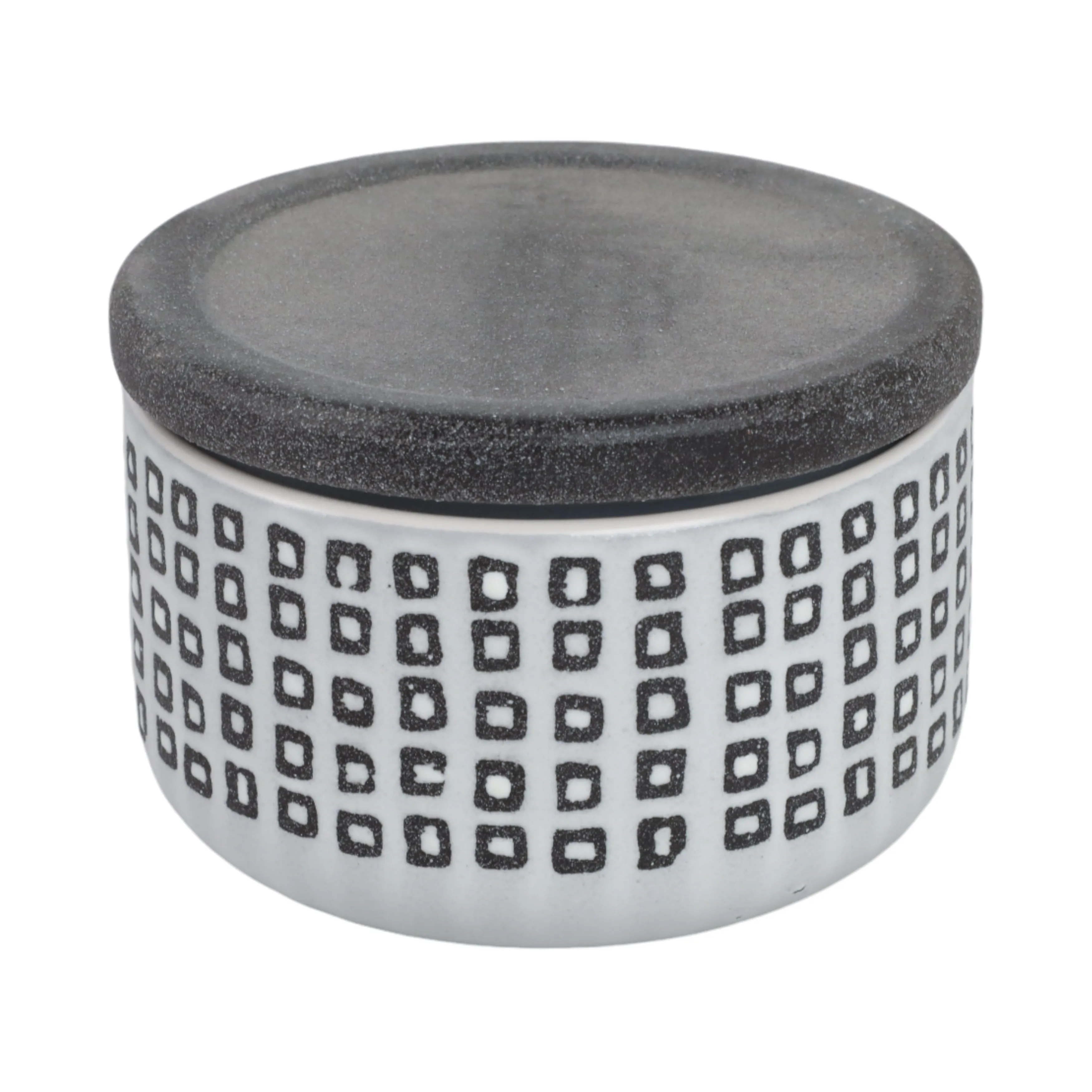 Ceramic 5"  Covered Dotted Jar, Black
