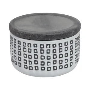 Ceramic 5"  Covered Dotted Jar, Black