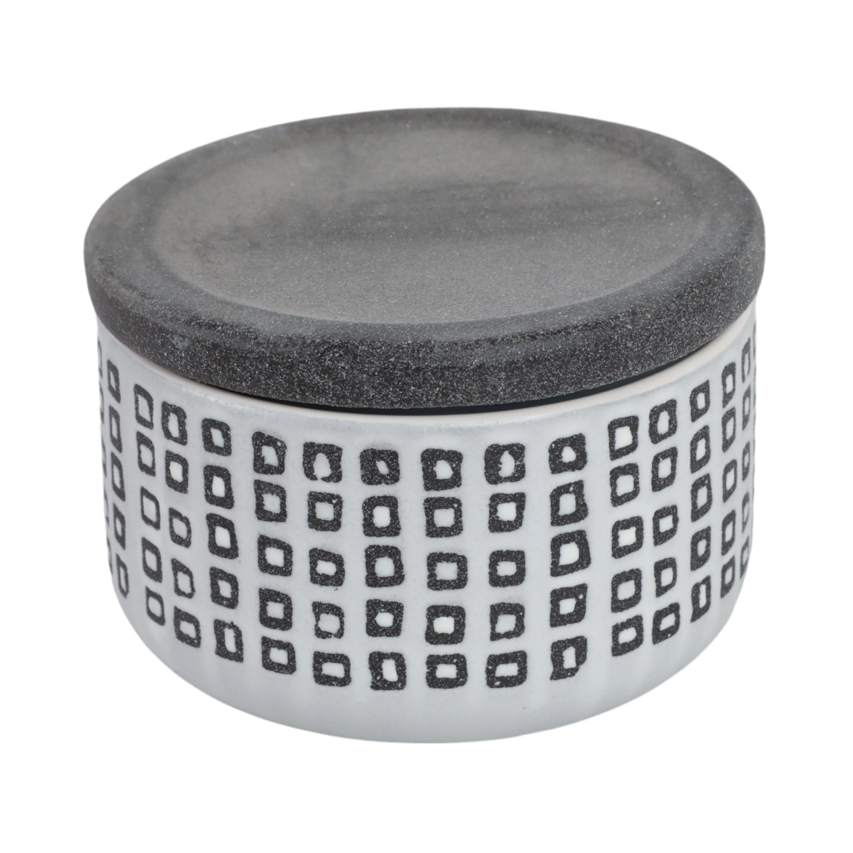Ceramic 5"  Covered Dotted Jar, Black
