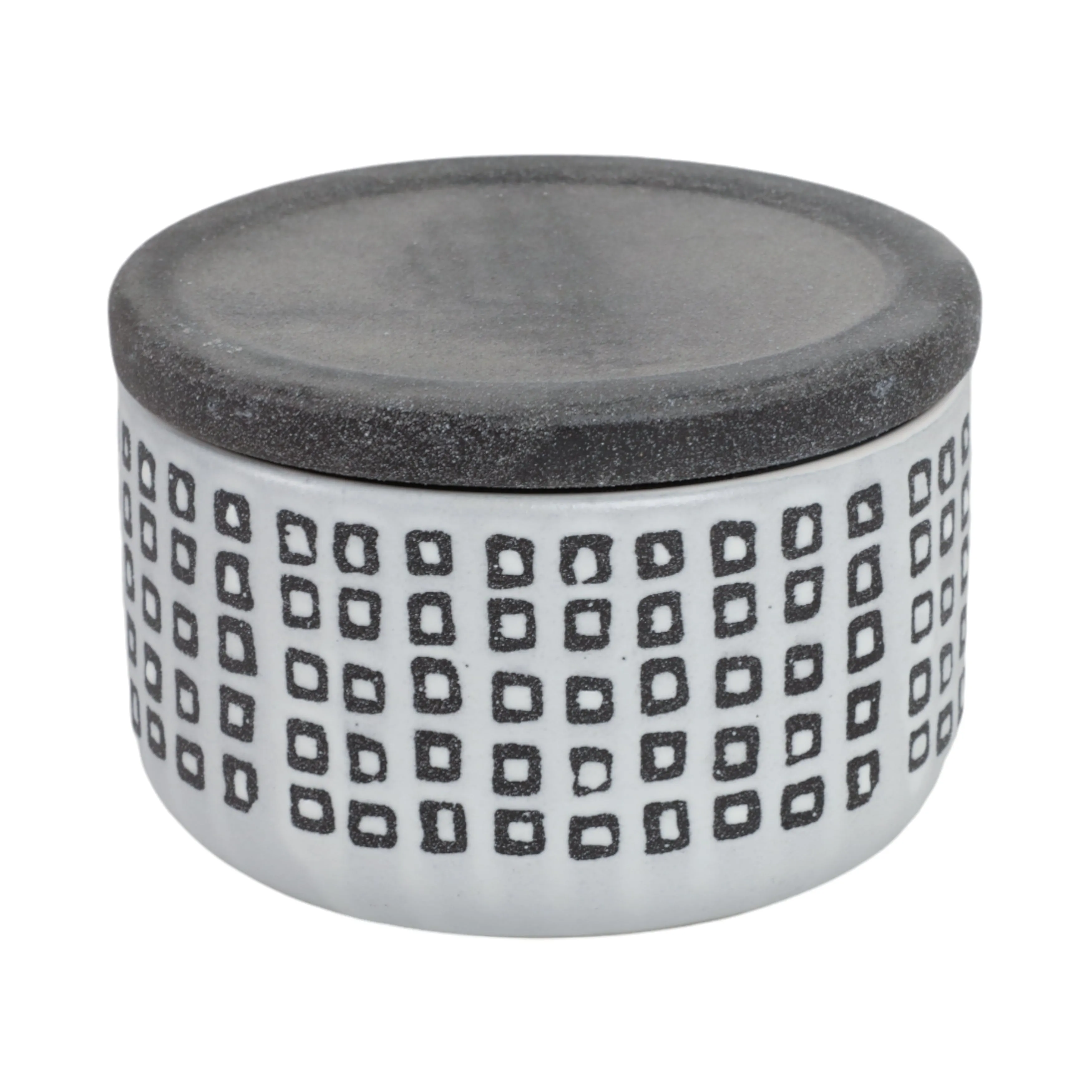 Ceramic 5"  Covered Dotted Jar, Black