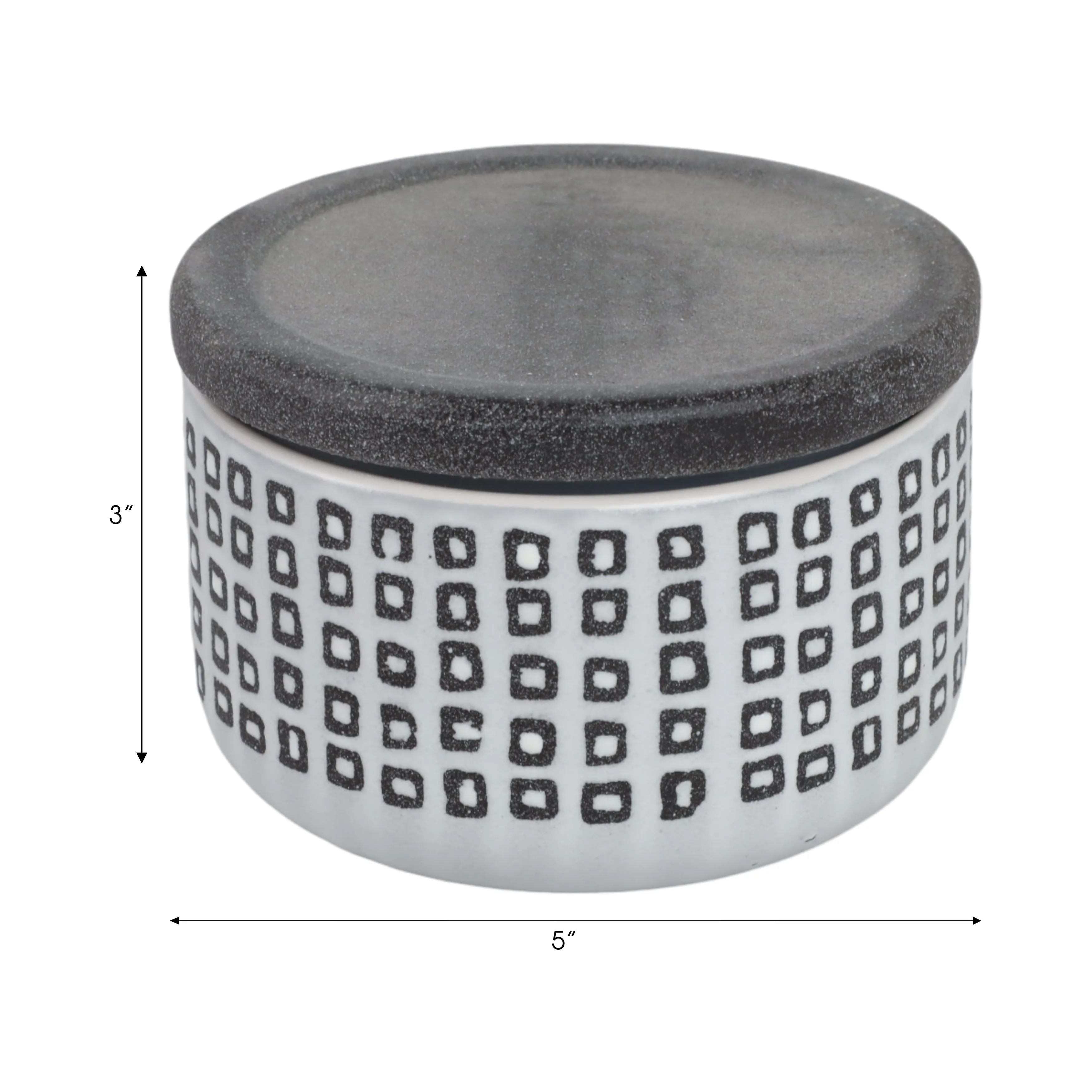 Ceramic 5"  Covered Dotted Jar, Black