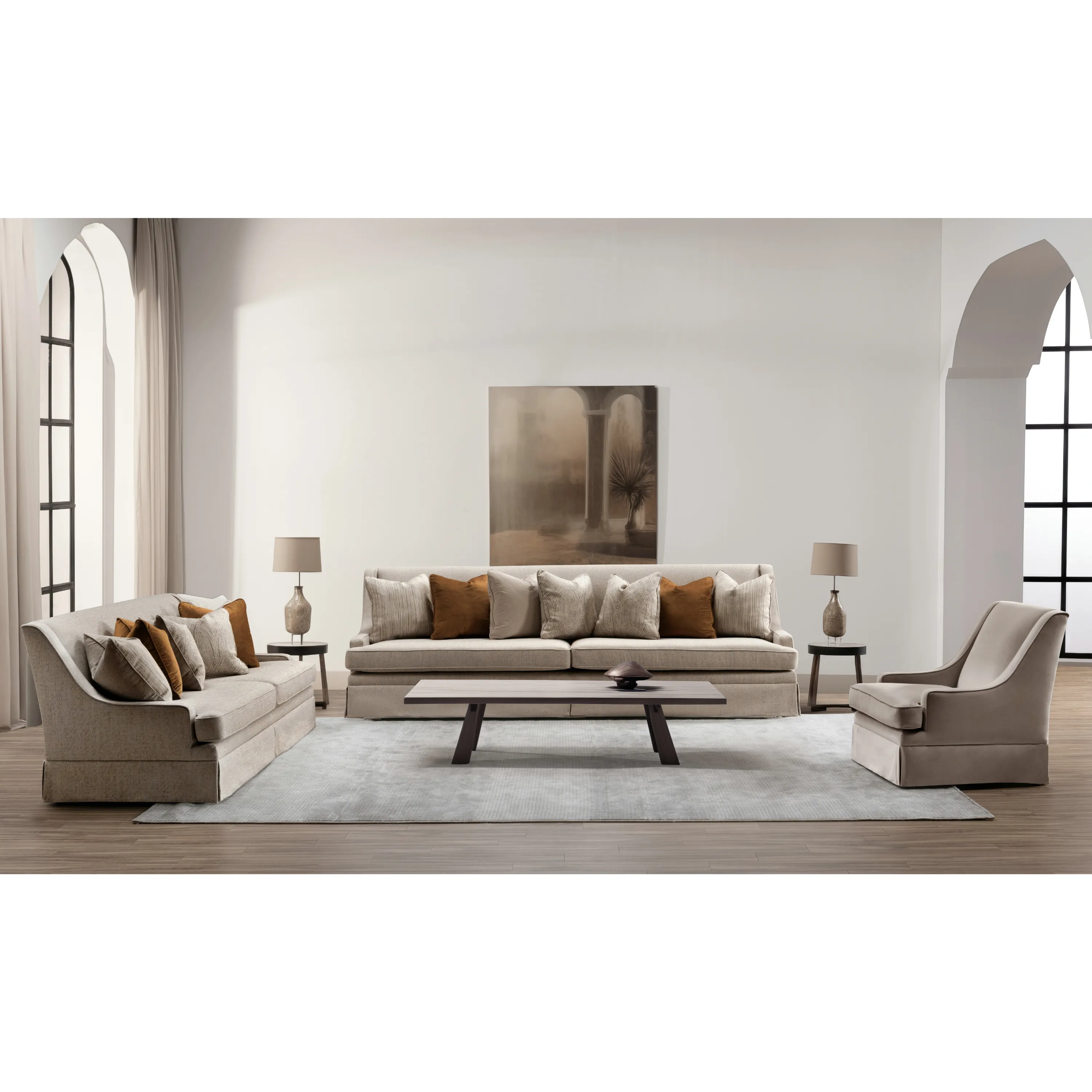 Classy By Noha Albabtain Skirted Beige Loveseat