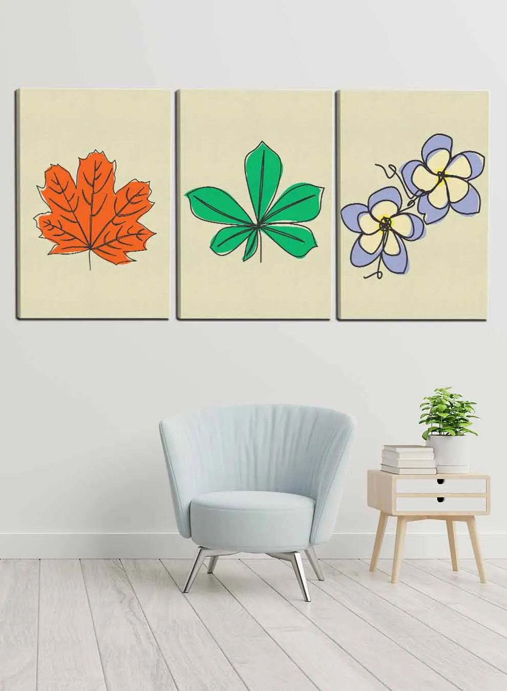 Colorful Flowers Paintings(set of 3)