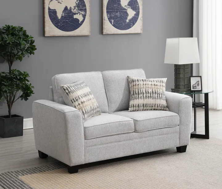 Confa Grey Loveseat with Two Pillows