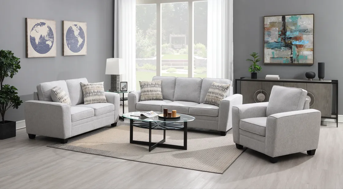 Confa Grey Loveseat with Two Pillows