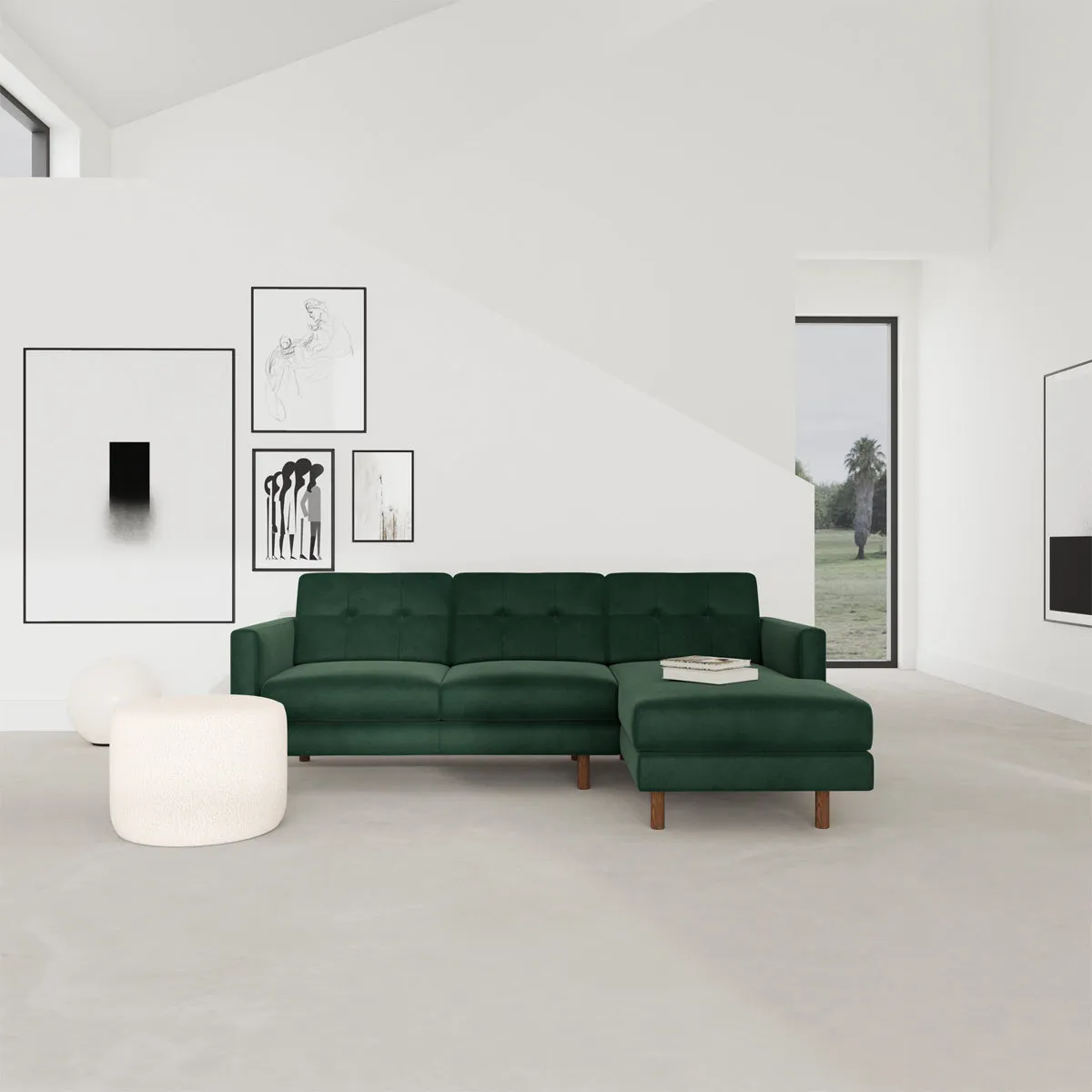 Conrad Velvet Right Chaise Sofa
