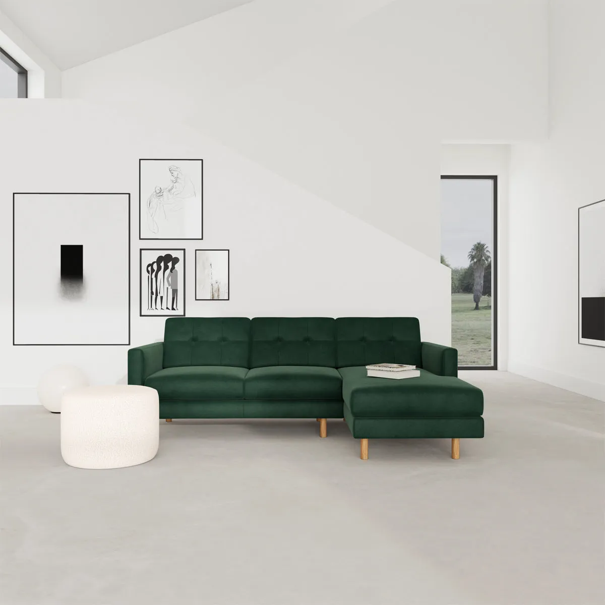 Conrad Velvet Right Chaise Sofa