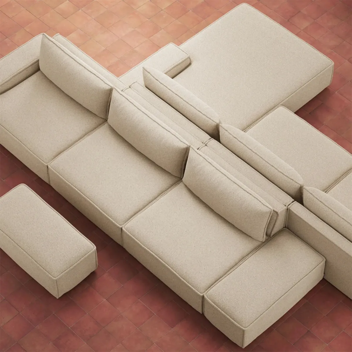 Daphne Boucle 1 Seater Left Chaise Modular Sofa