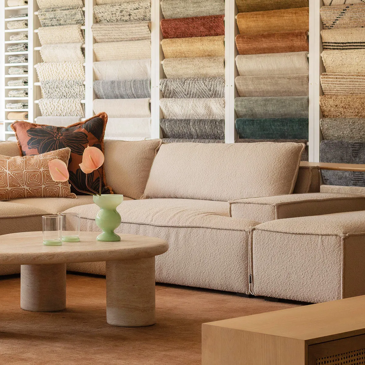 Daphne Boucle 1 Seater Right Arm Modular Sofa
