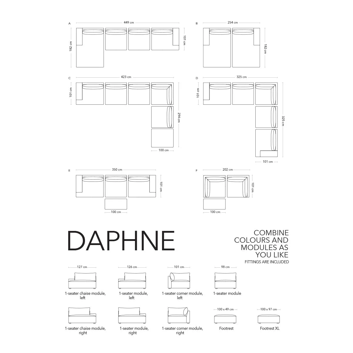 Daphne Fabric Extra Large Footrest