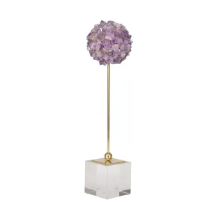 Decorative Stone On Stand, Amethyst/Gold