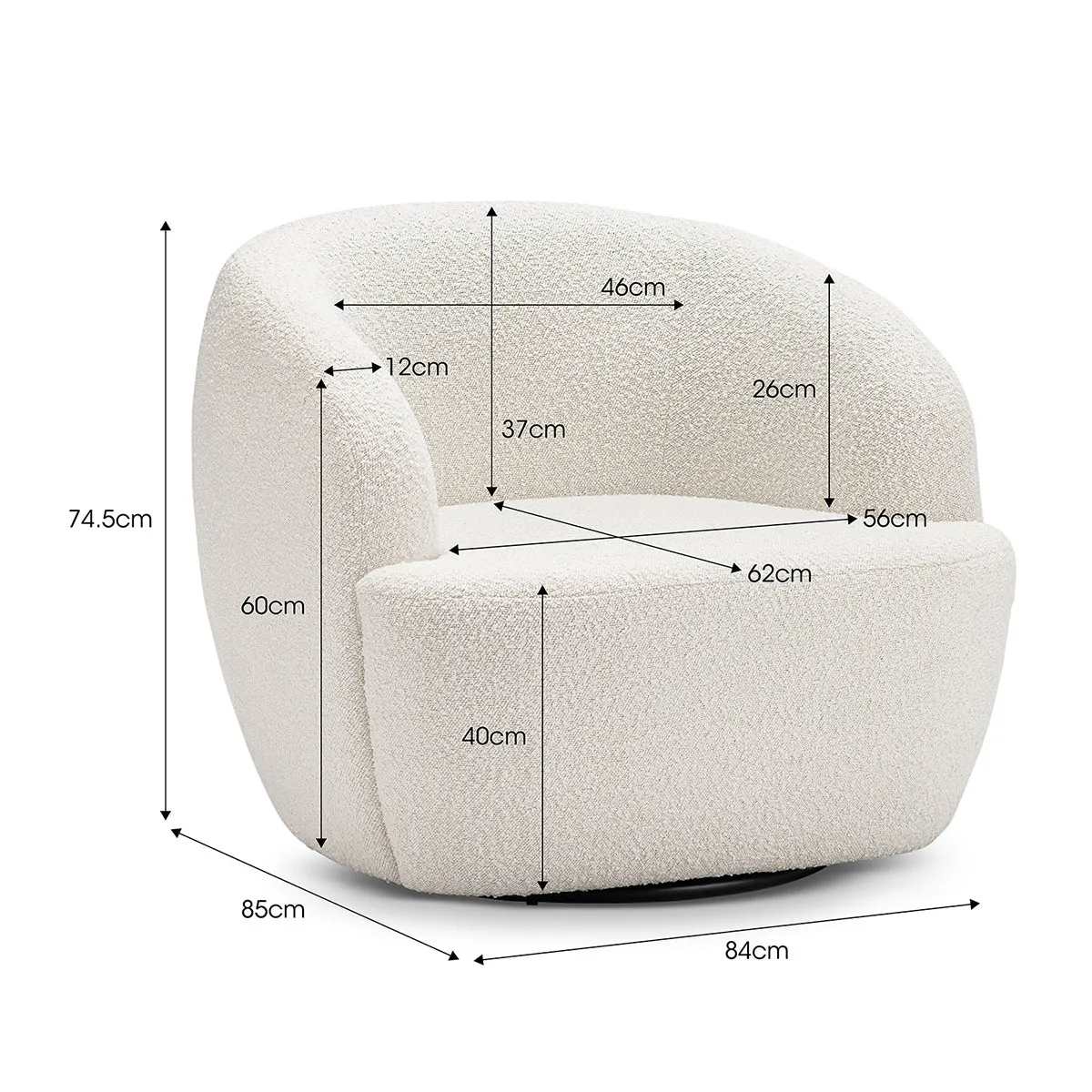 Elise Boucle Swivel Armchair