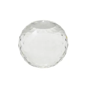 FACETED CLEAR GLASS ORB 5"