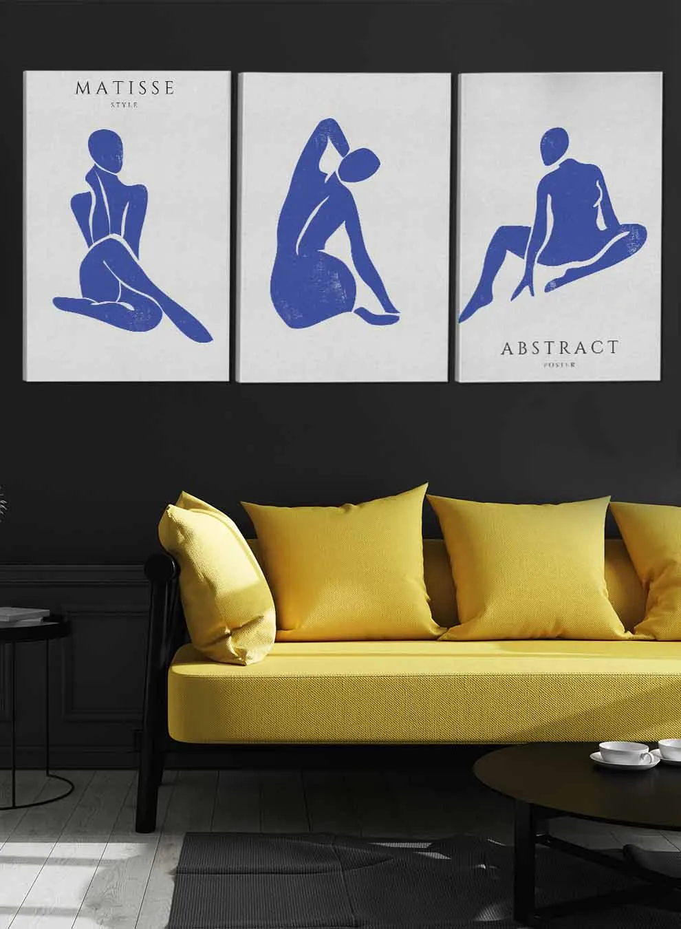 Female Body Matisse Style Abstract Paintings(set of 3)