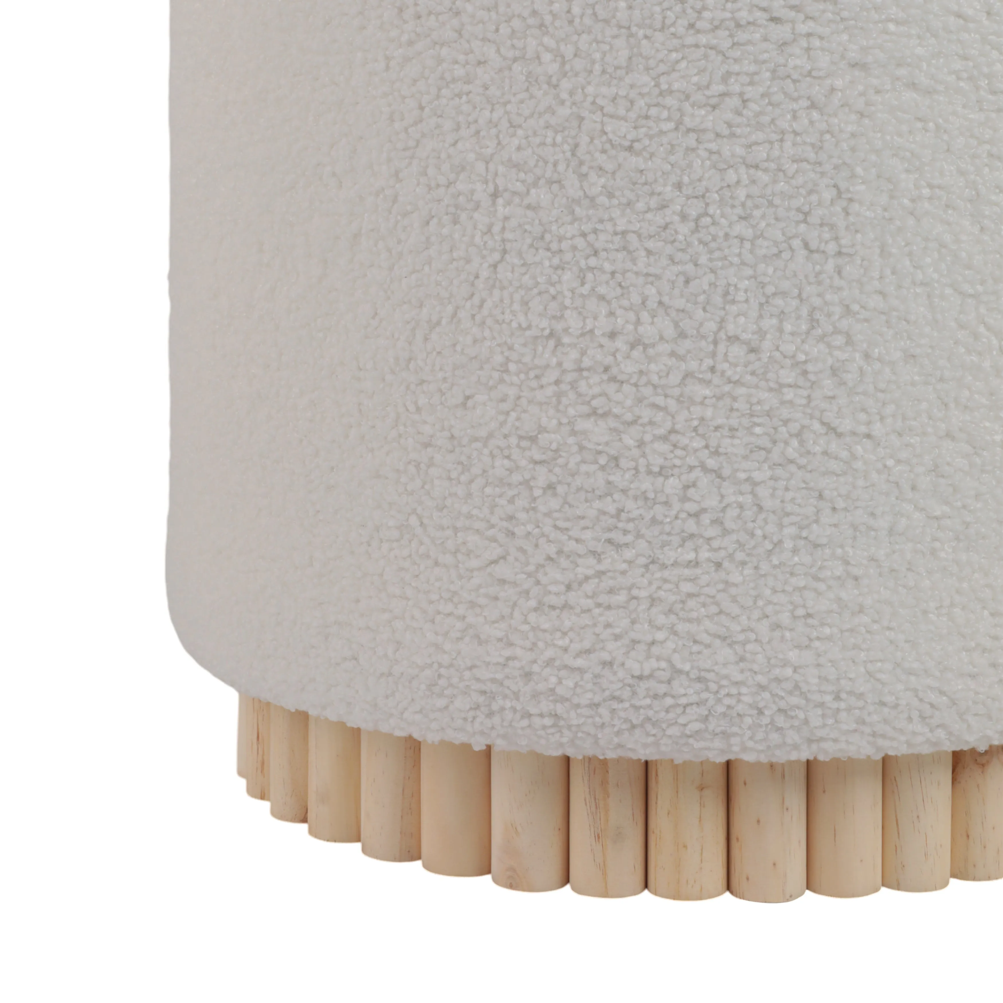 Fluted S/2 13/19" Boucle Ottoman, White
