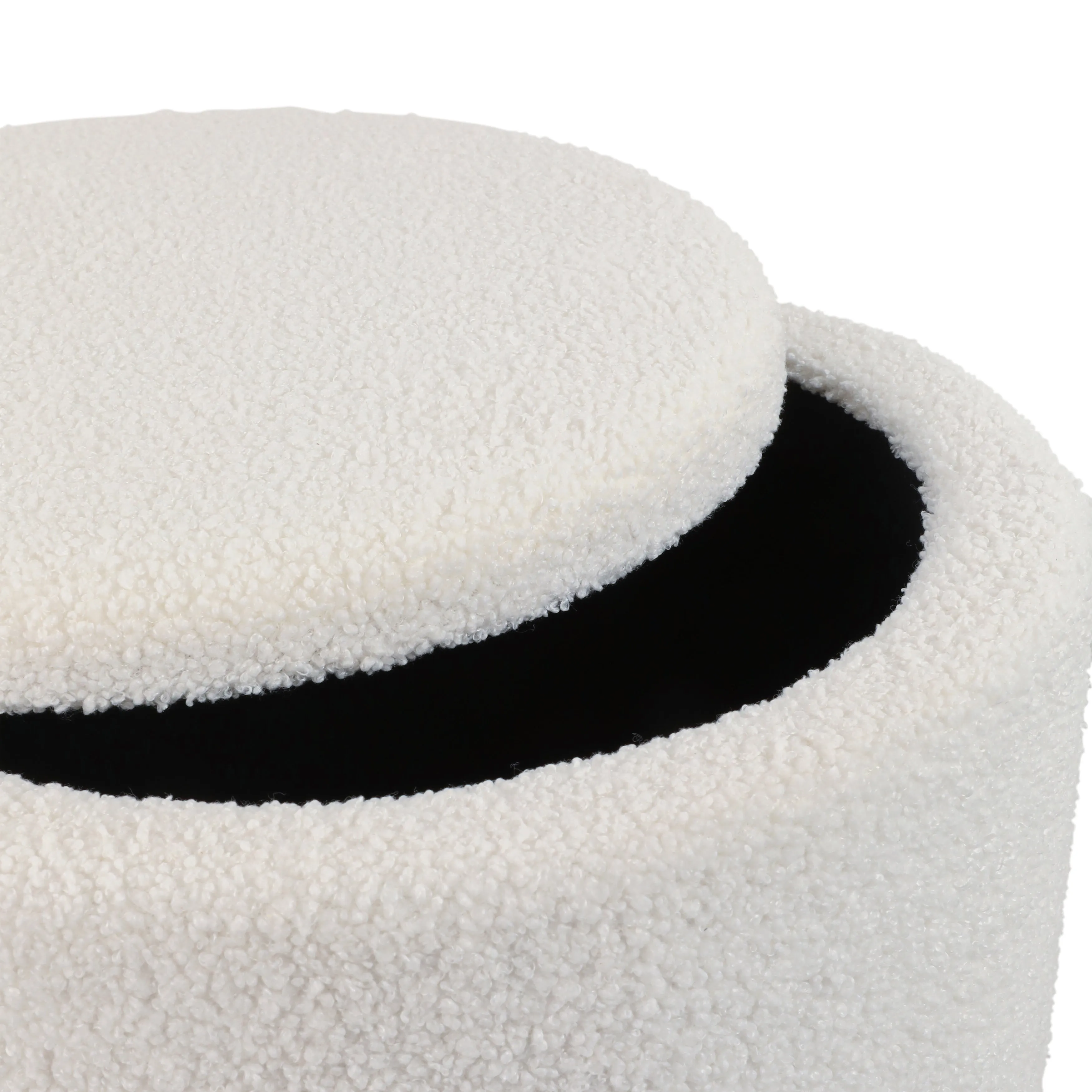 Fluted S/2 13/19" Boucle Ottoman, White
