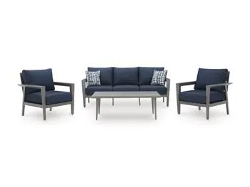 Gali Outdoor Sofa/Chairs/Table Set (Set of 4)