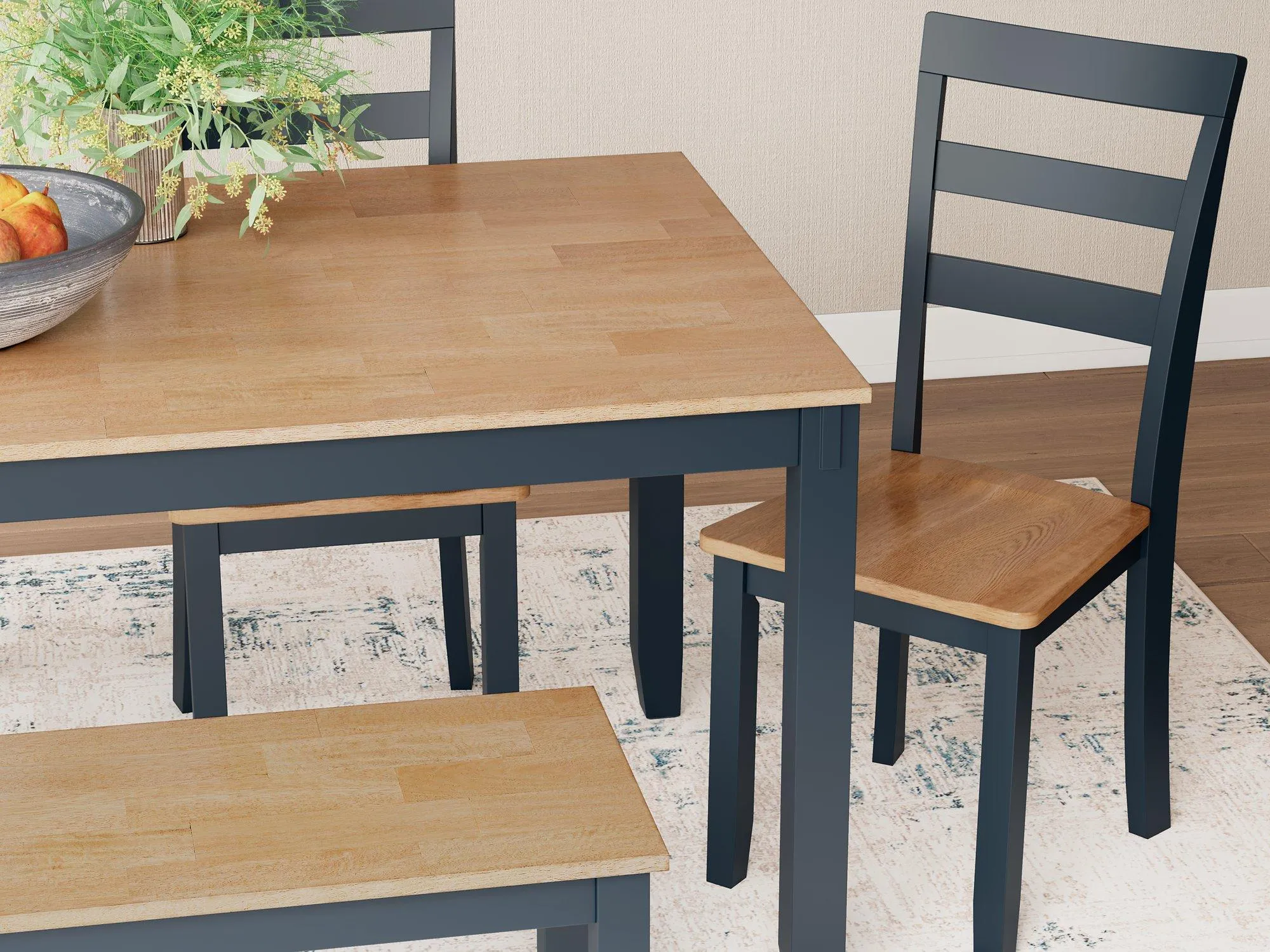 Gesthaven Dining Table with 4 Chairs and Bench (Set of 6)