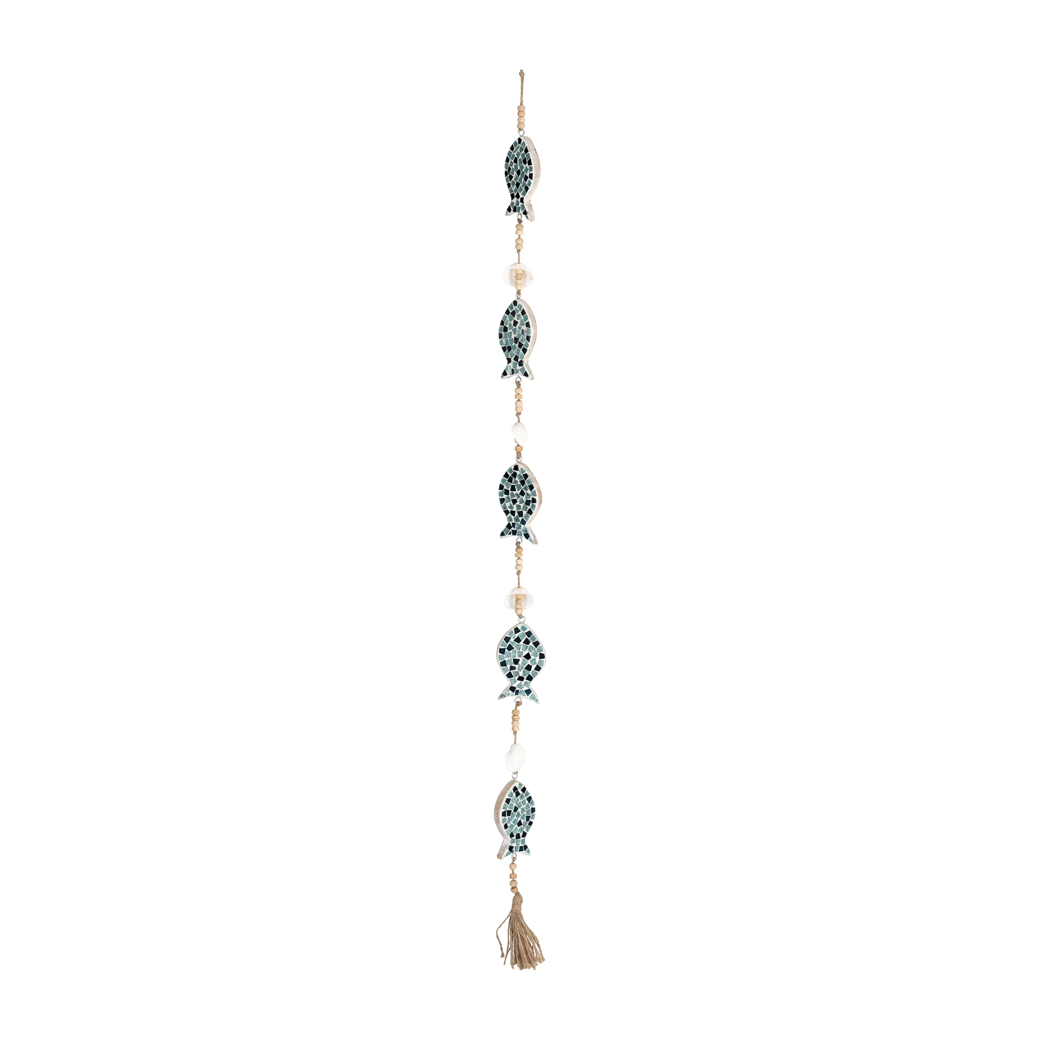 GLASS, 40" HANGING FISH, BLUE/WHITE