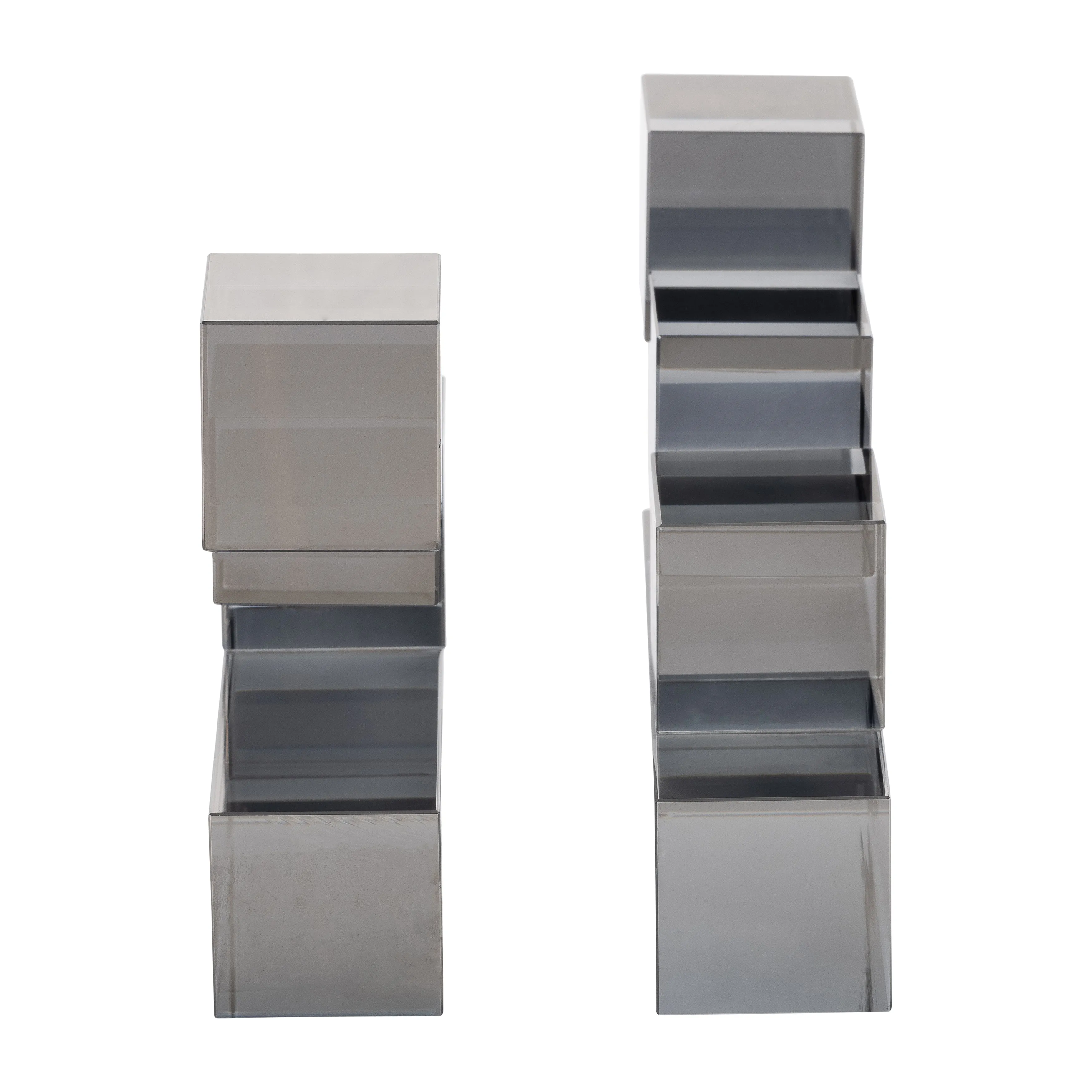 GLASS, S/2 6" TETRIMINO BOOKENDS, SMOKE