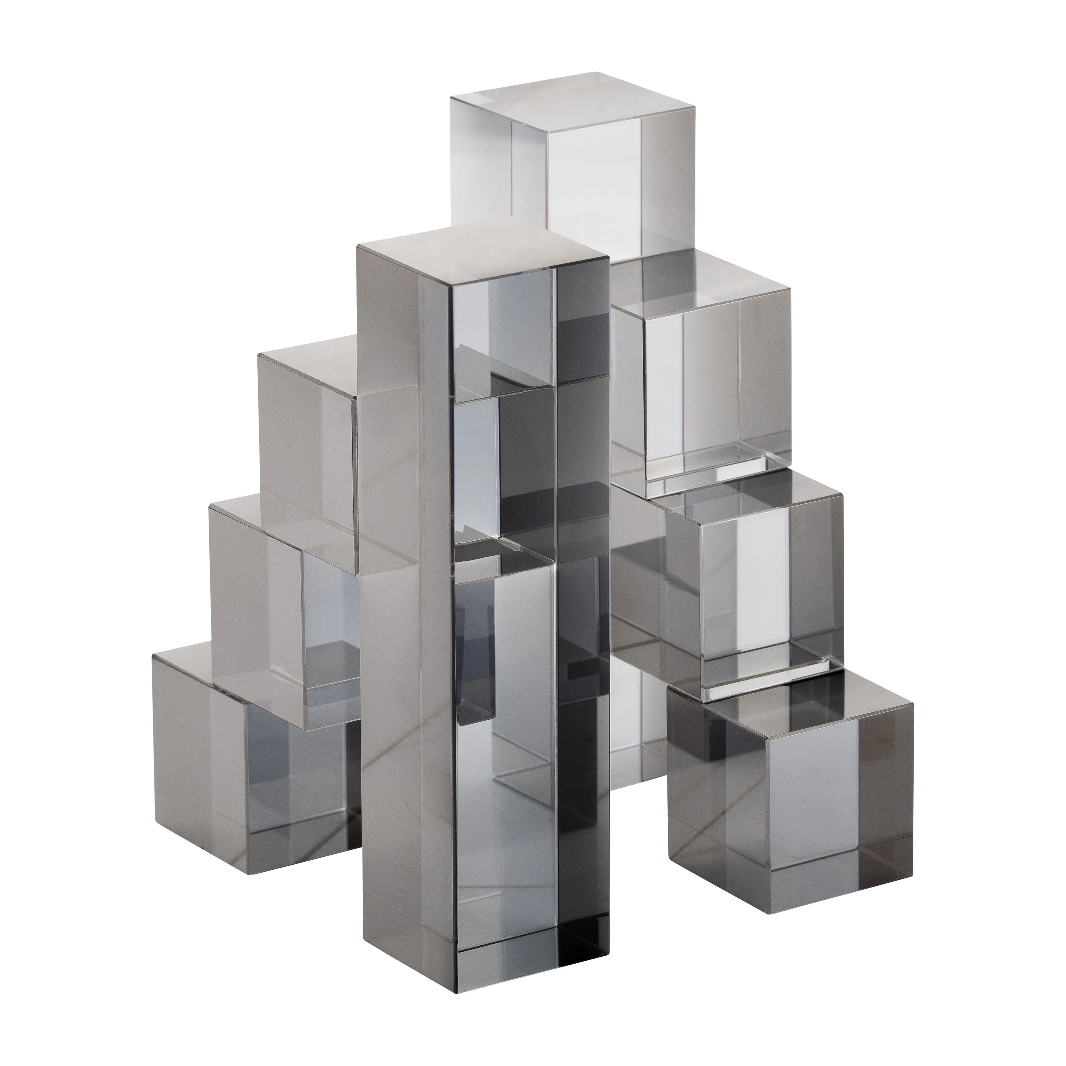 GLASS, S/2 6" TETRIMINO BOOKENDS, SMOKE