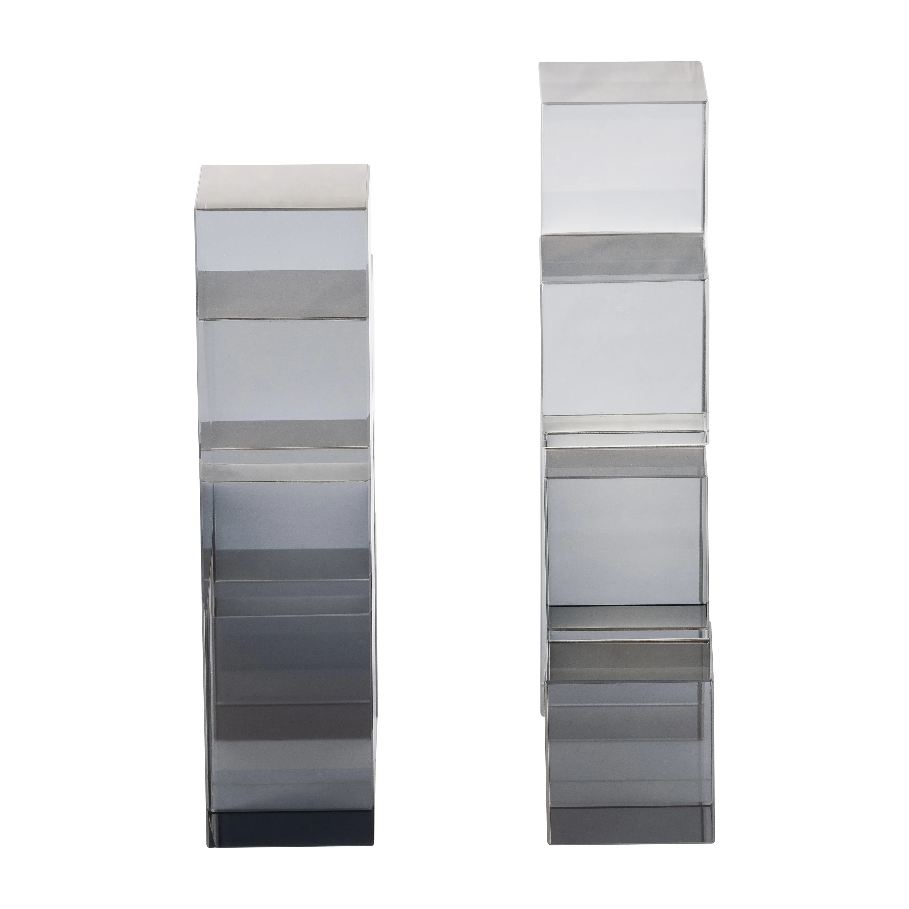 GLASS, S/2 6" TETRIMINO BOOKENDS, SMOKE