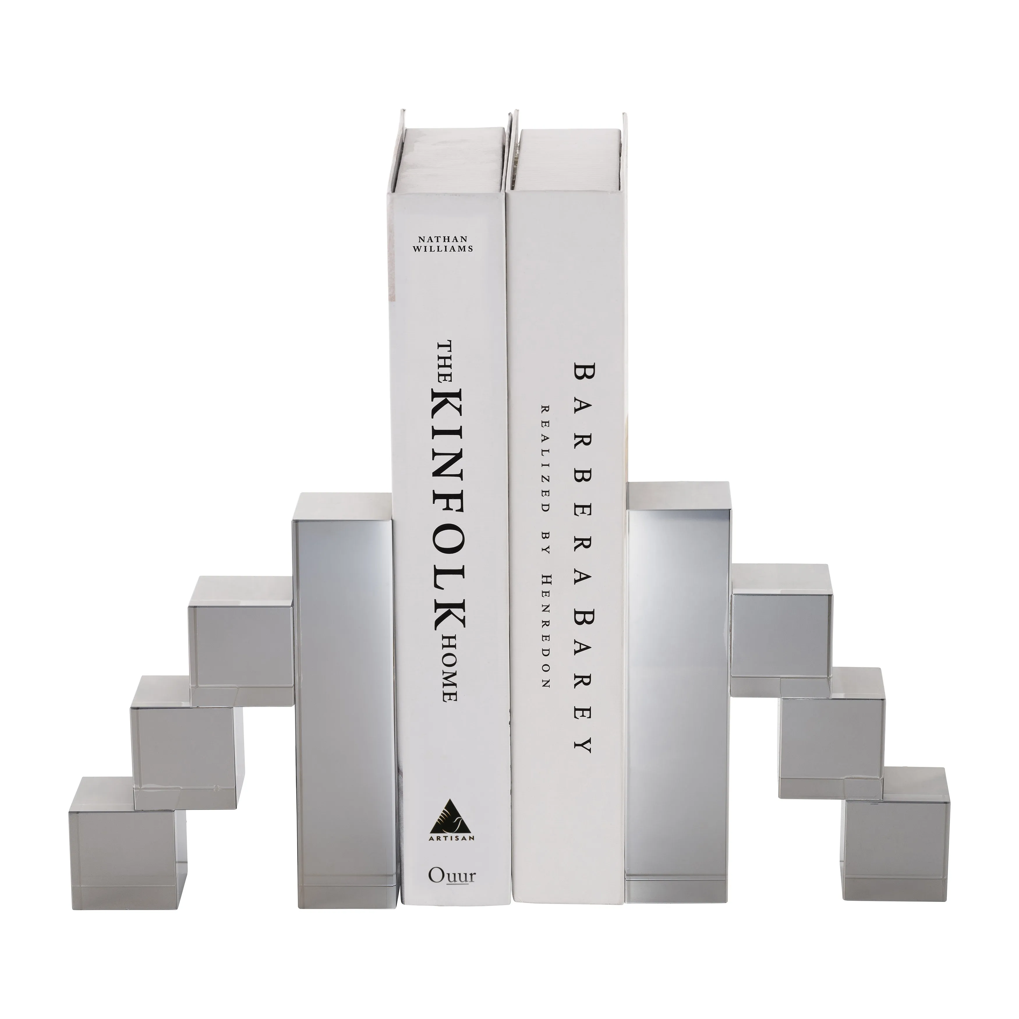 GLASS, S/2 6" TETRIMINO BOOKENDS, SMOKE