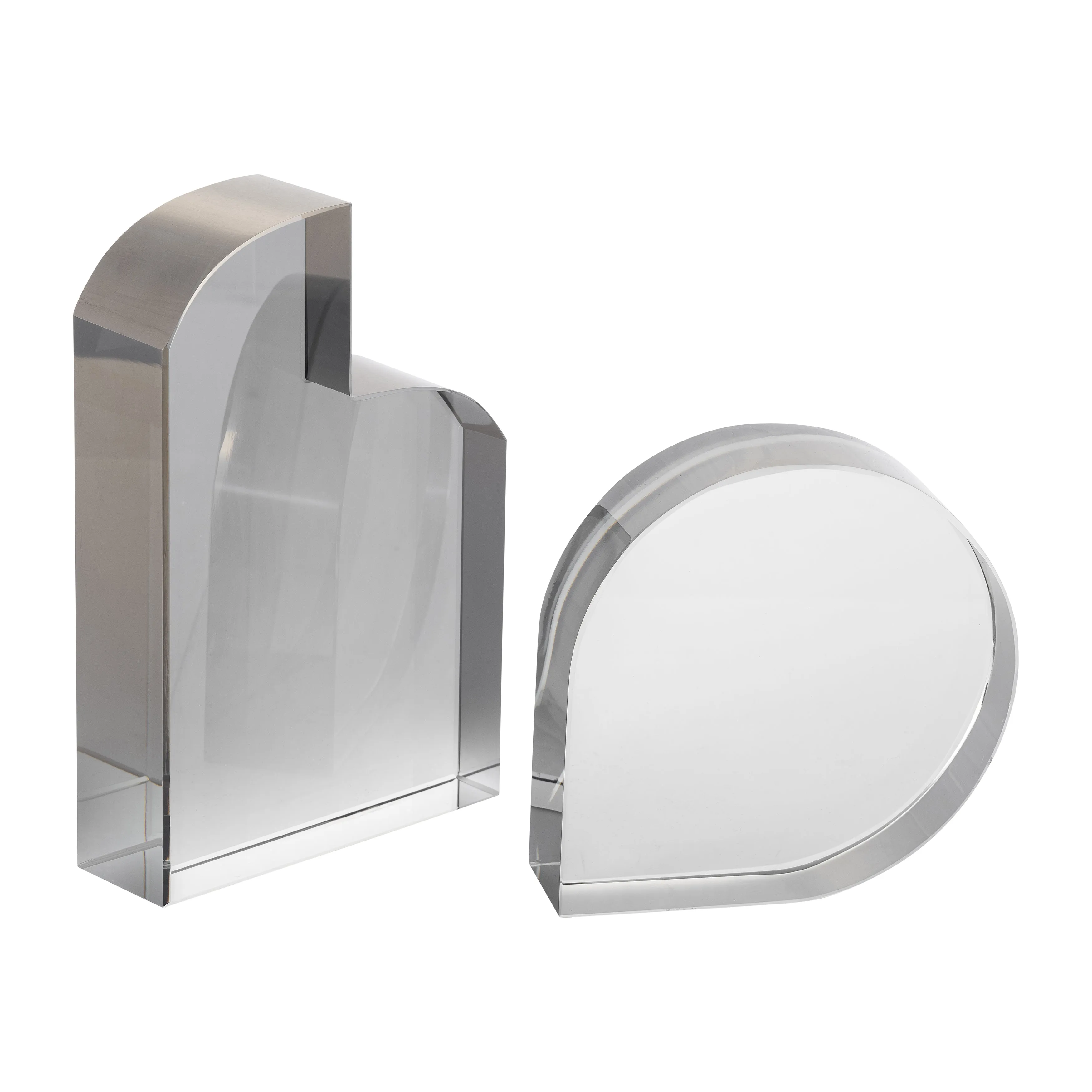 GLASS, S/2 7" CONTEMPORARY BOOKENDS, SMOKE