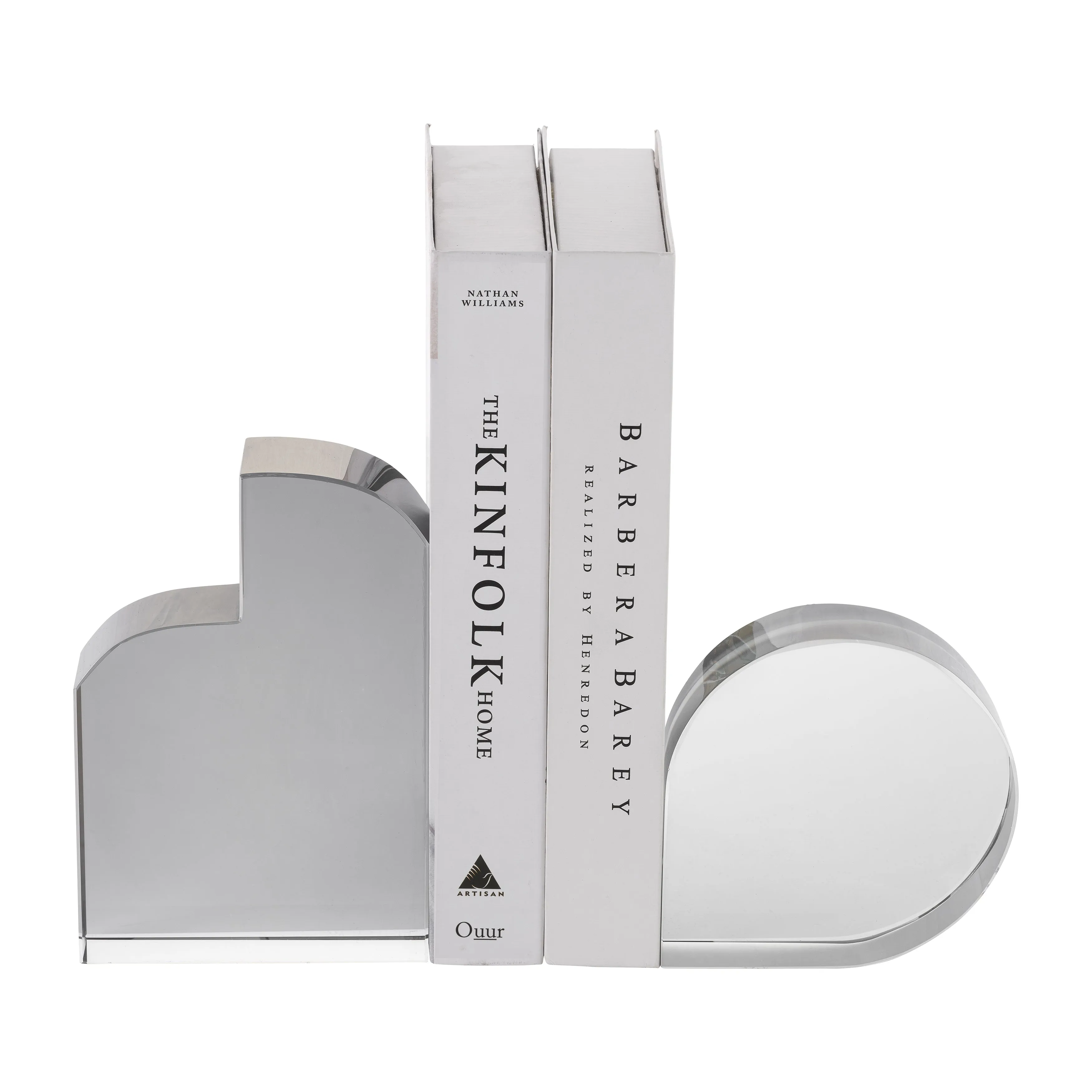 GLASS, S/2 7" CONTEMPORARY BOOKENDS, SMOKE