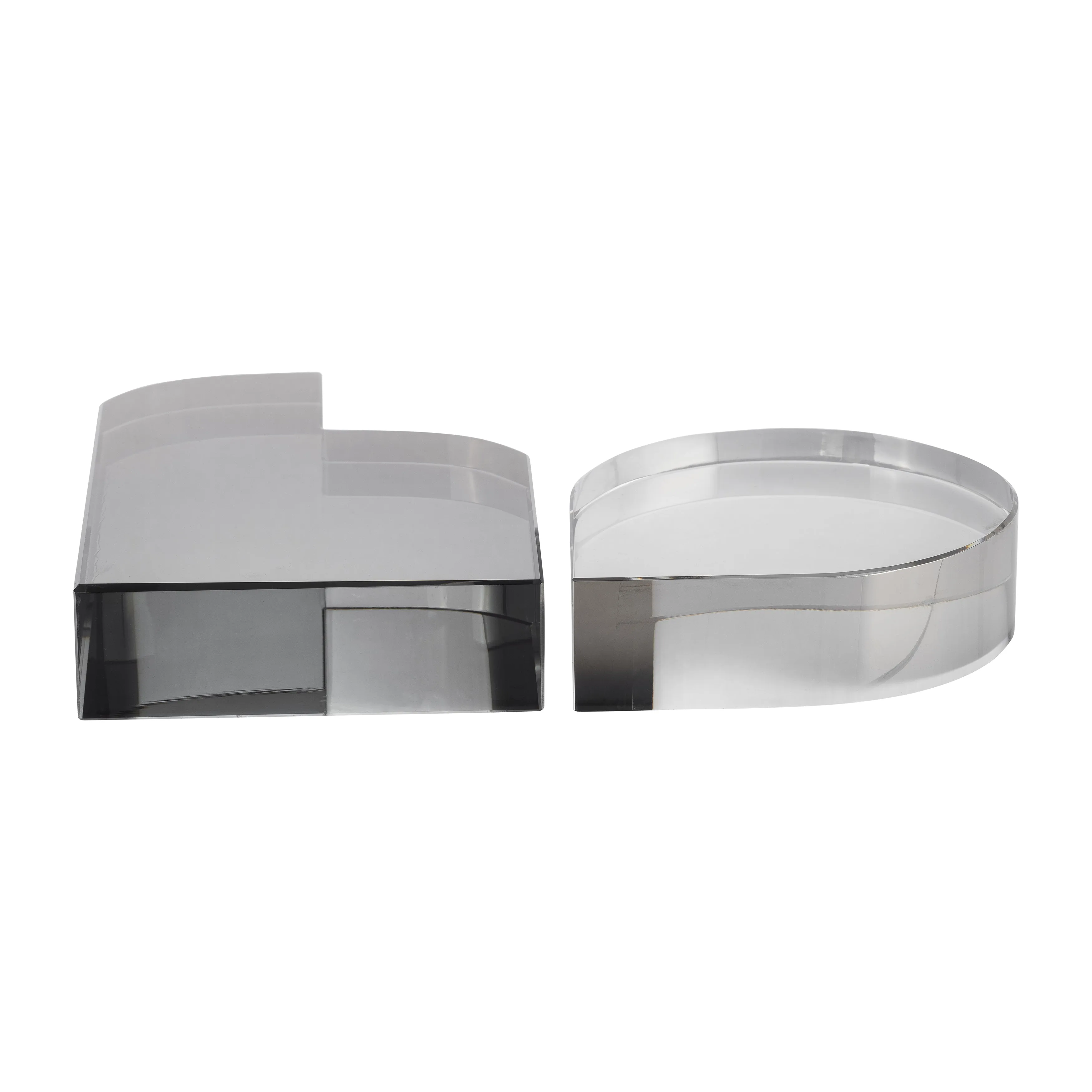 GLASS, S/2 7" CONTEMPORARY BOOKENDS, SMOKE