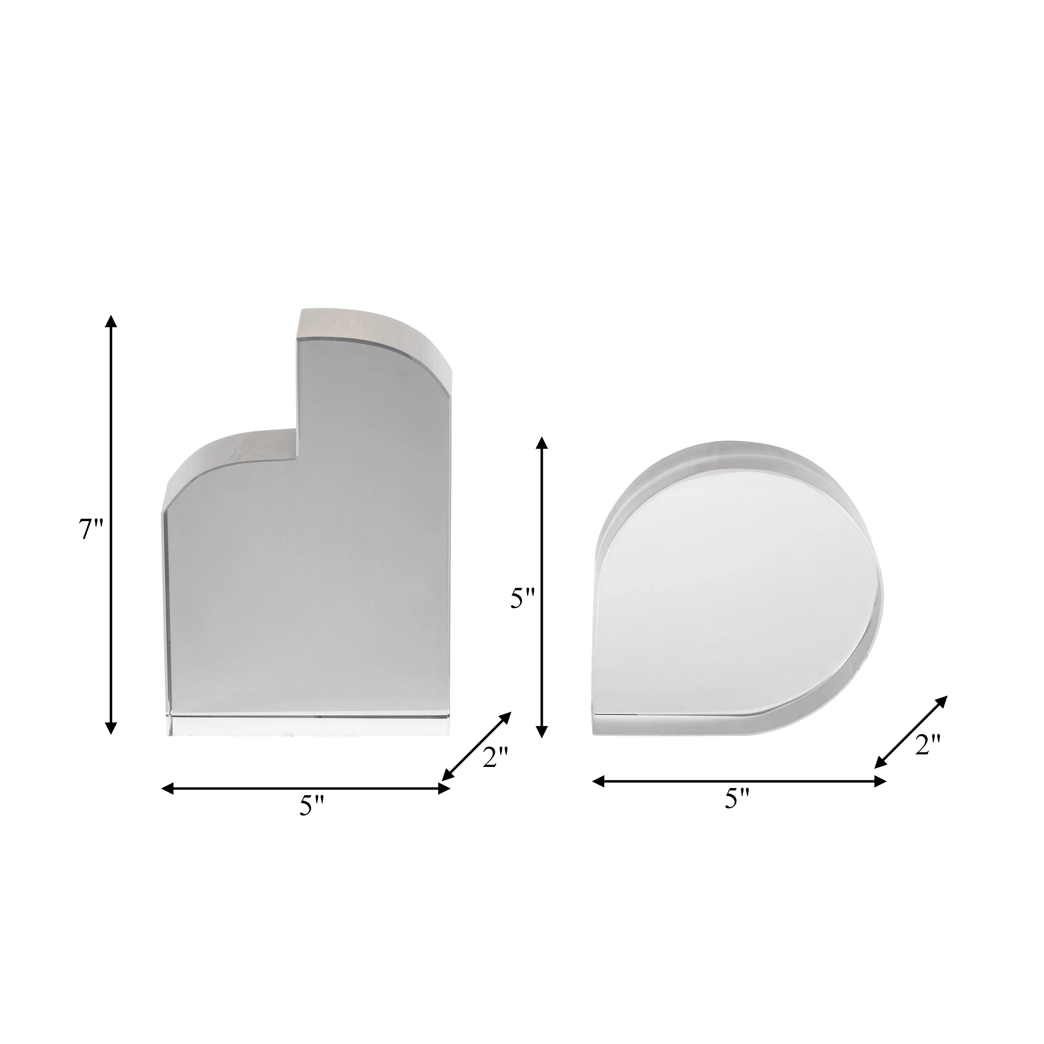 GLASS, S/2 7" CONTEMPORARY BOOKENDS, SMOKE