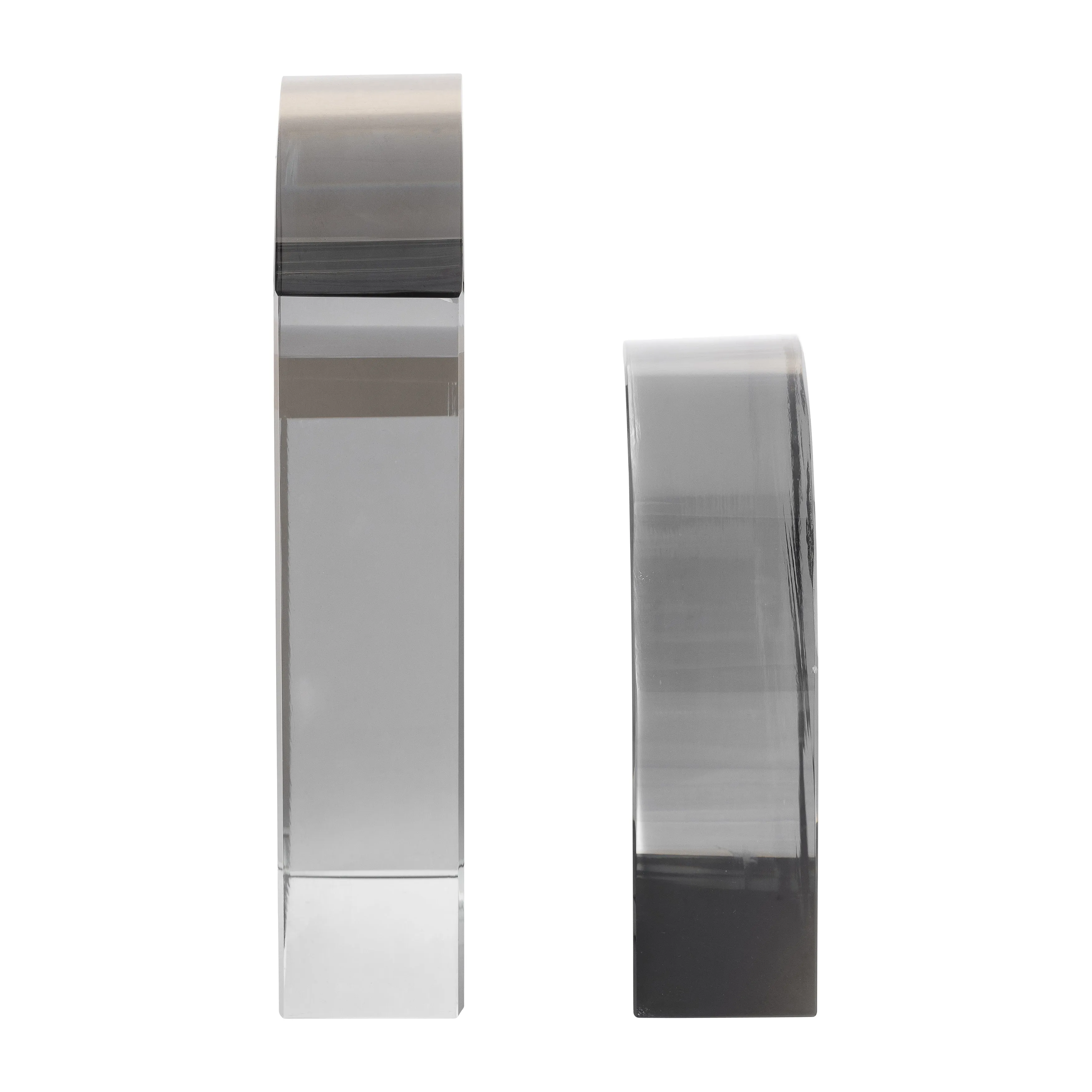 GLASS, S/2 7" CONTEMPORARY BOOKENDS, SMOKE