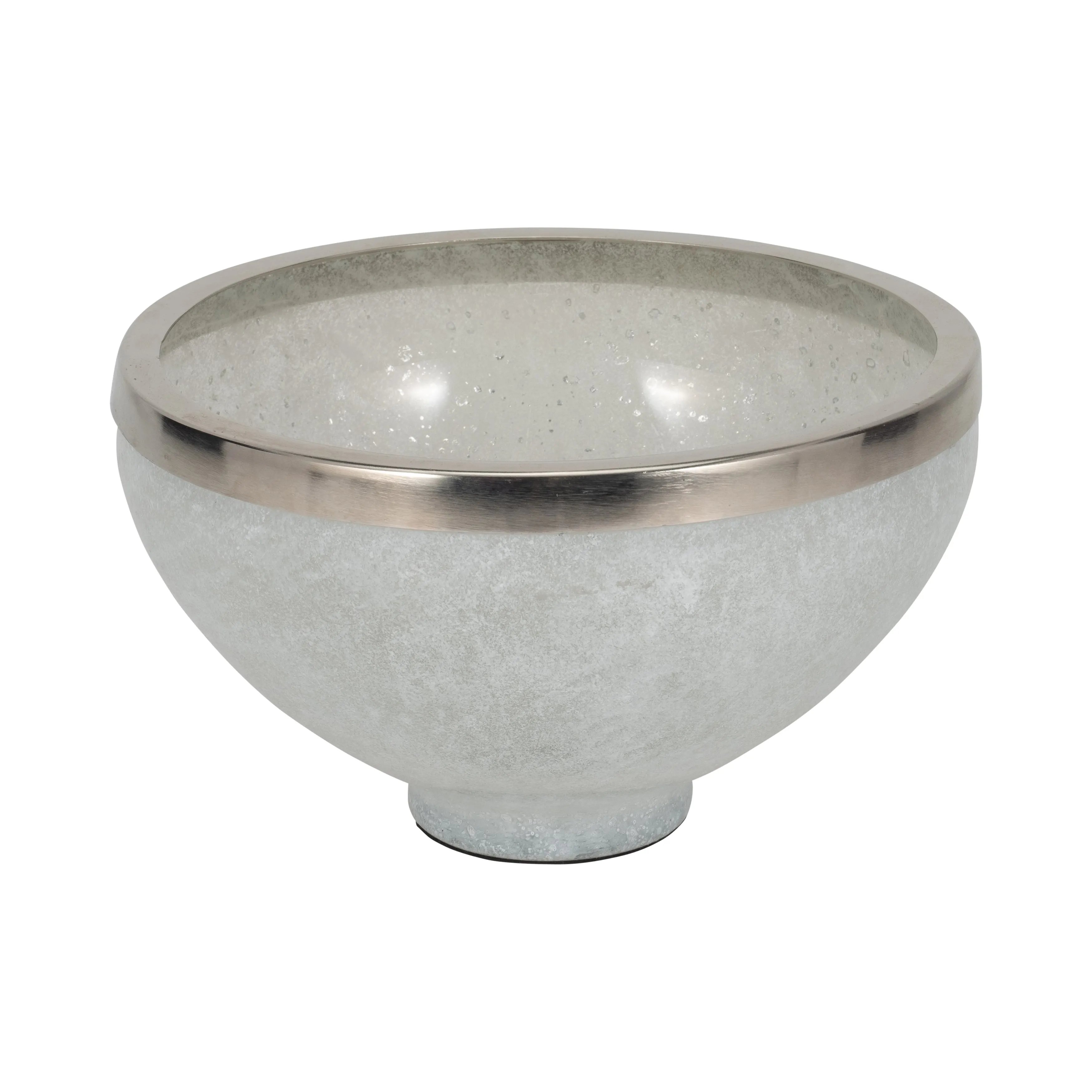 GLASS,10",BOWL W/RING DECO,WHITE