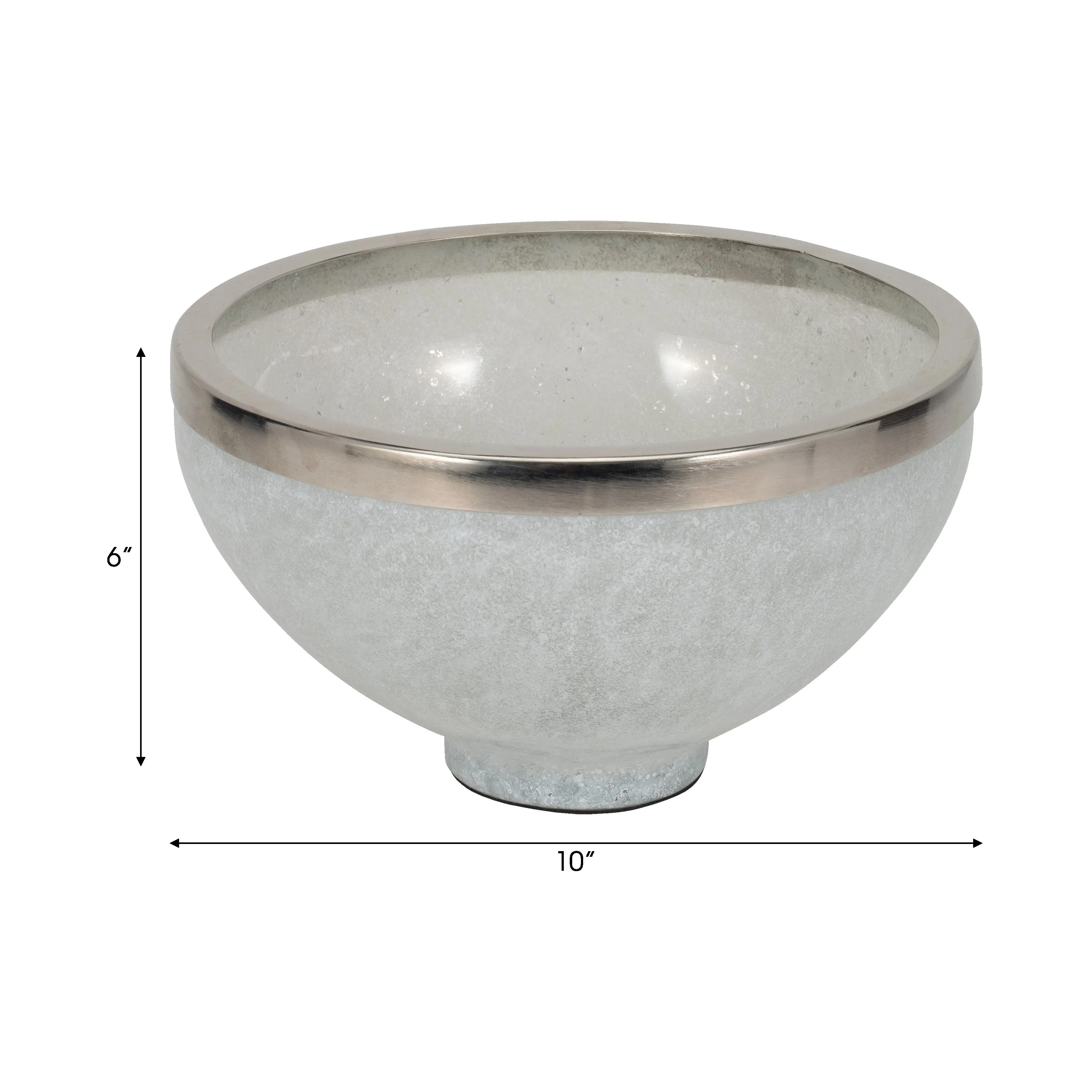 GLASS,10",BOWL W/RING DECO,WHITE