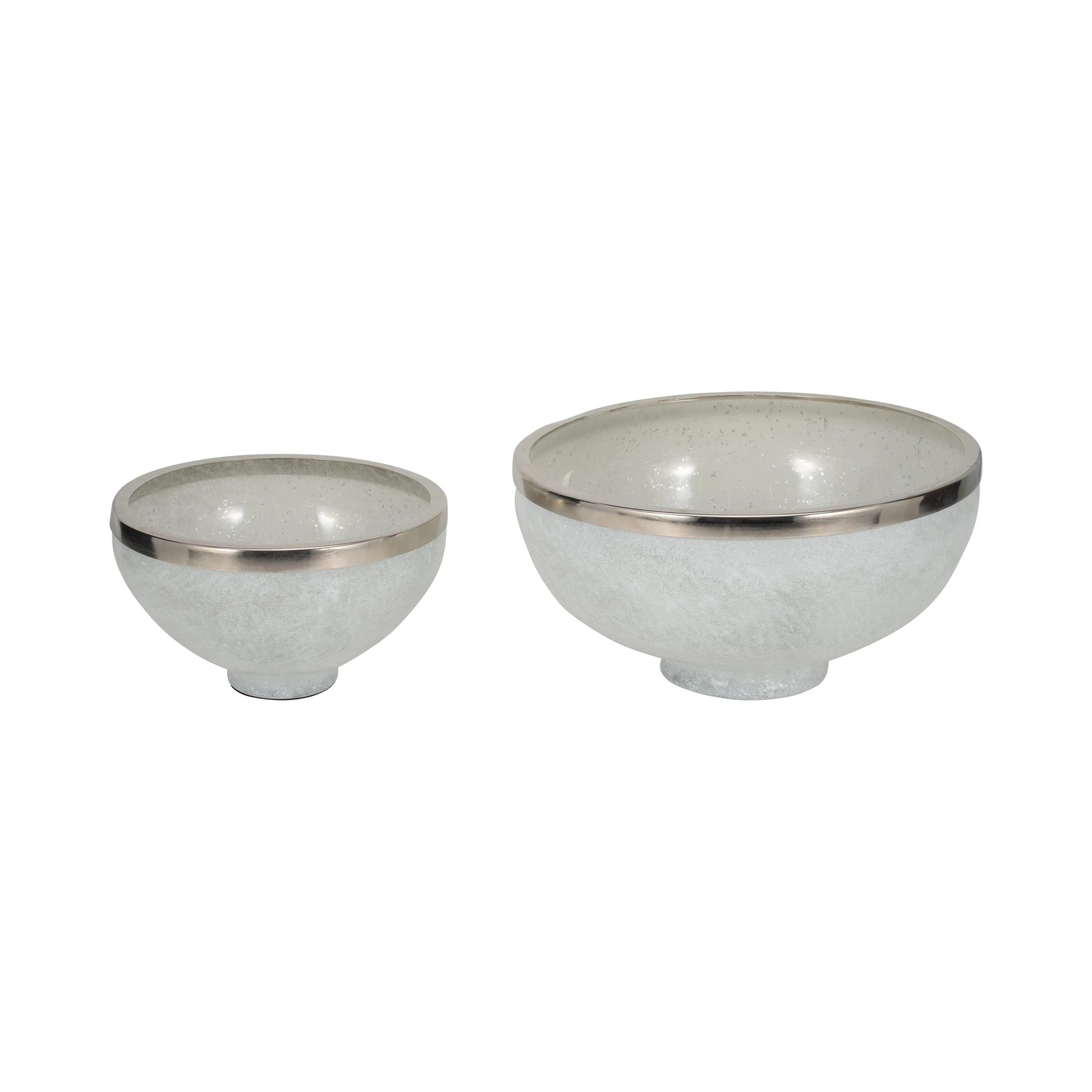 GLASS,10",BOWL W/RING DECO,WHITE