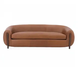 Grace Brown Leather  Sofa (220Cm)