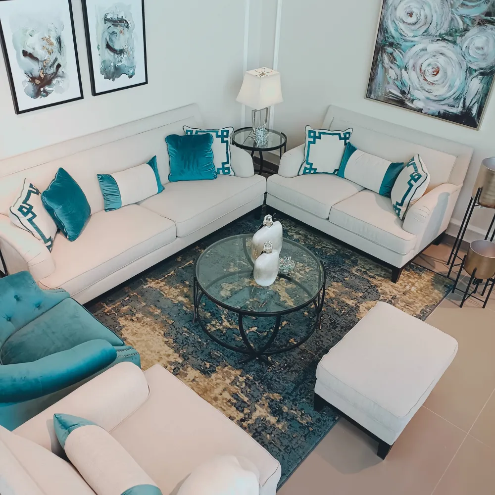 Greek Key Off White Sofa