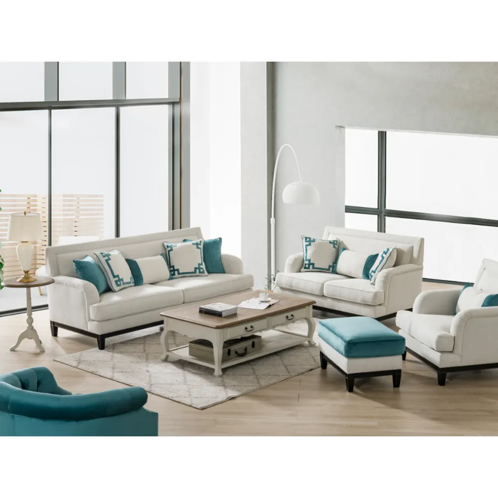 Greek Key Off White Sofa