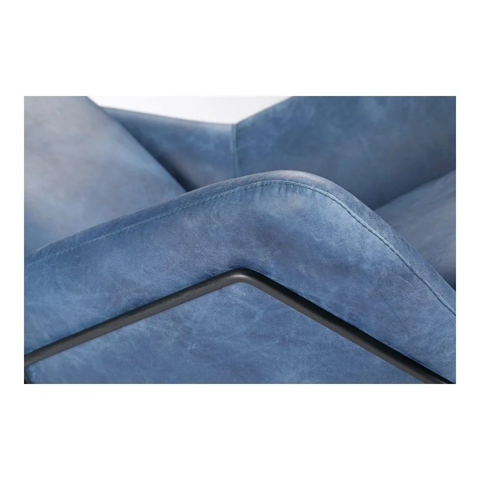 Greer Club Chair Kaiso Blue Leather