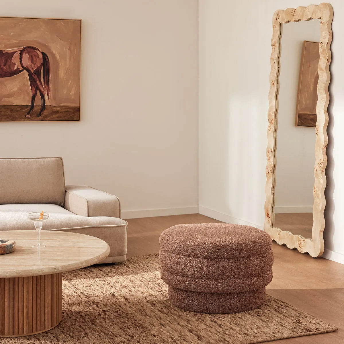 Honey Boucle Ottoman
