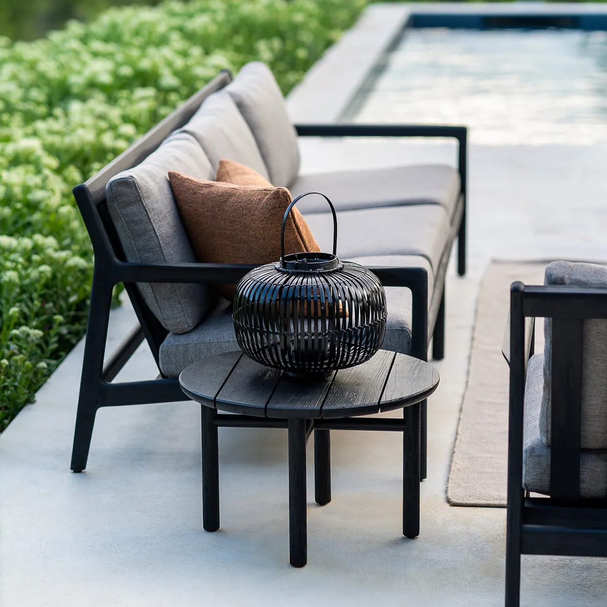 Jack Outdoor Fabric 4 Seater Sofa (Teak Black, Mocha)